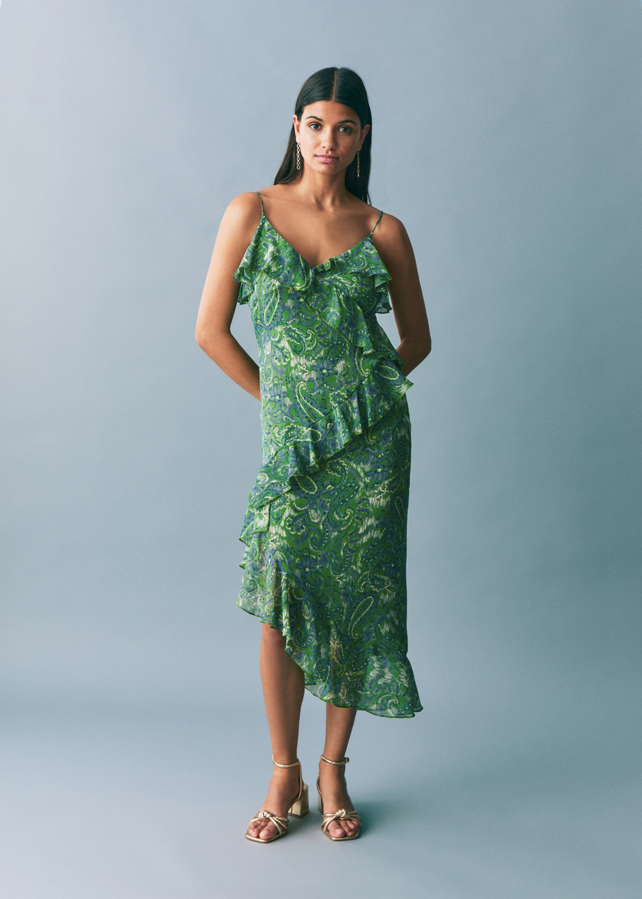 Bedrucktes Rüschenkleid - Allgemeine Ansicht