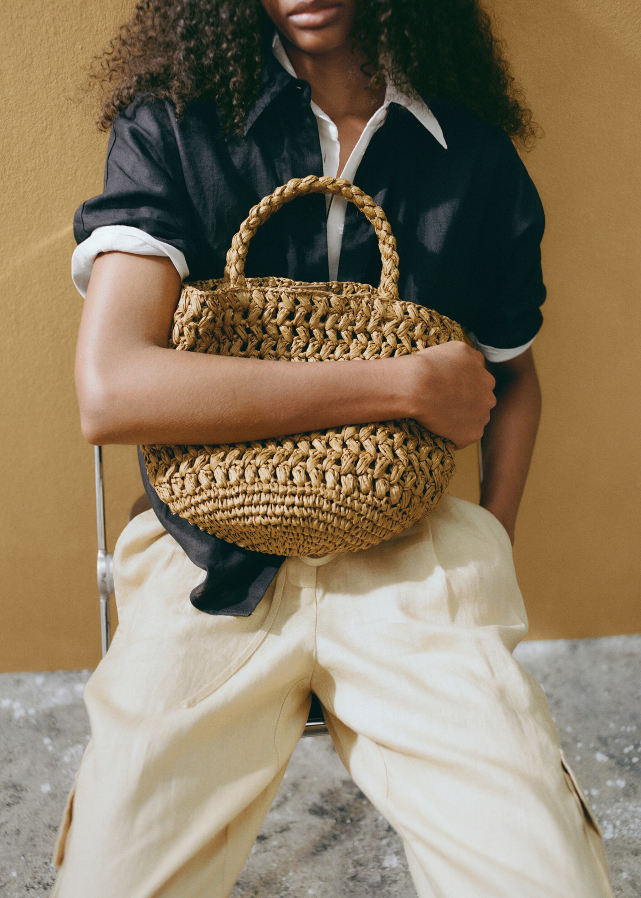 Bolso bucket doble asa fibra natural - Plano general