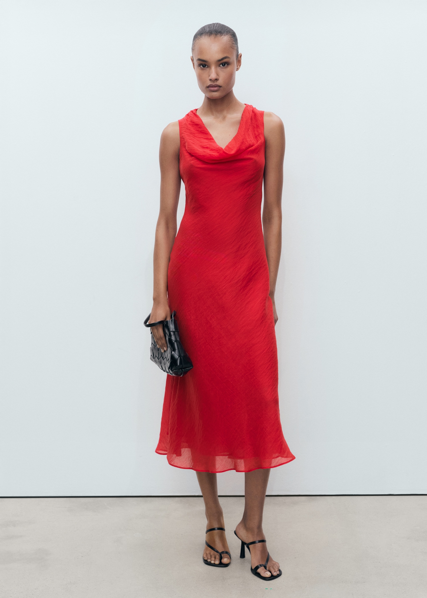 Draped-neck lyocell dress - General plane