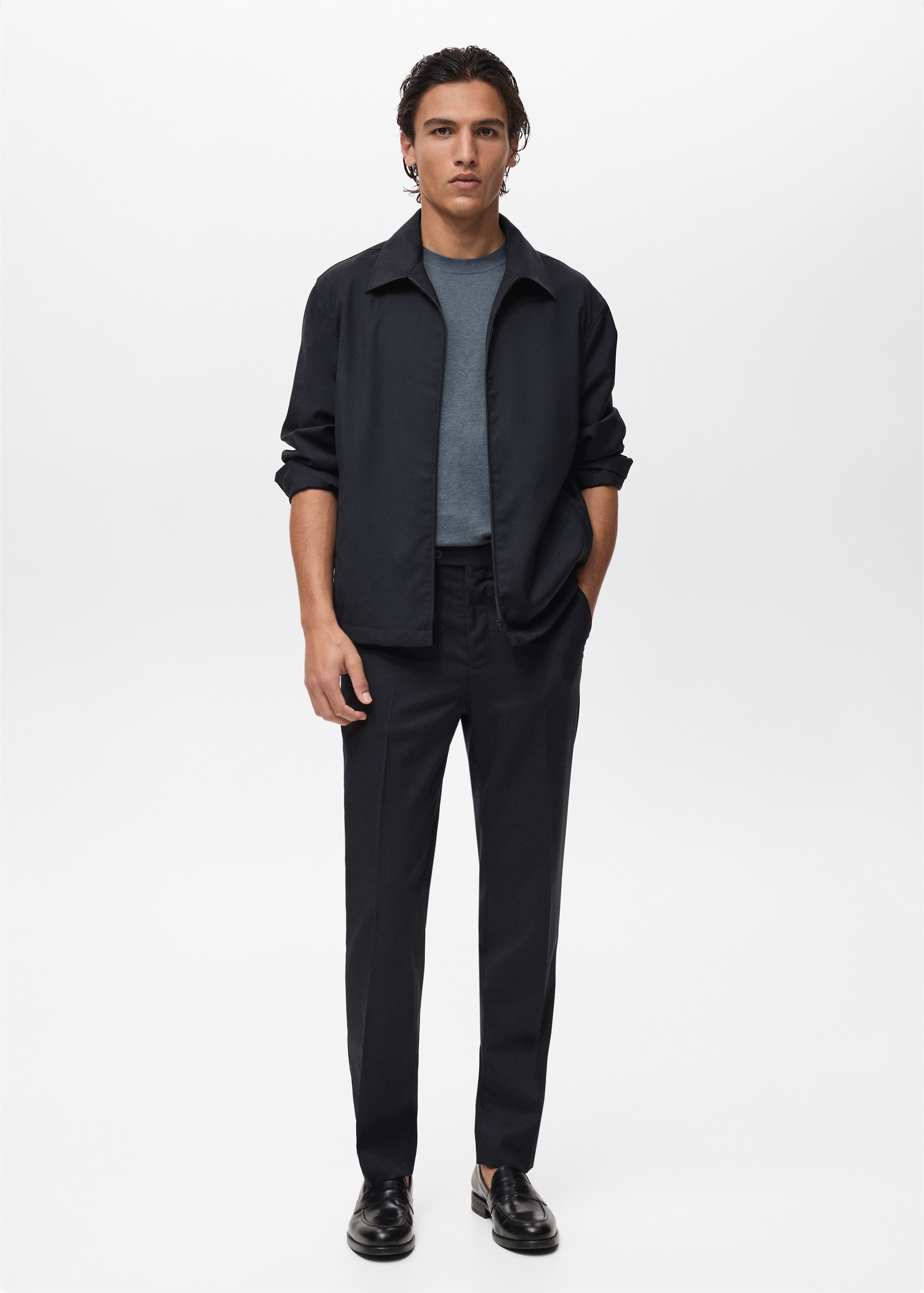 Cold wool slim-fit trousers - General plane
