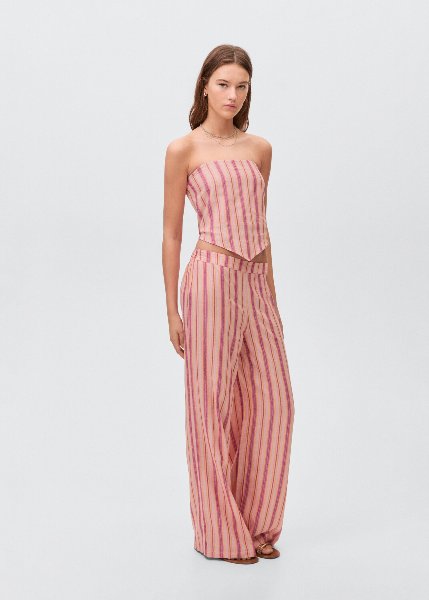 Striped linen top - General plane