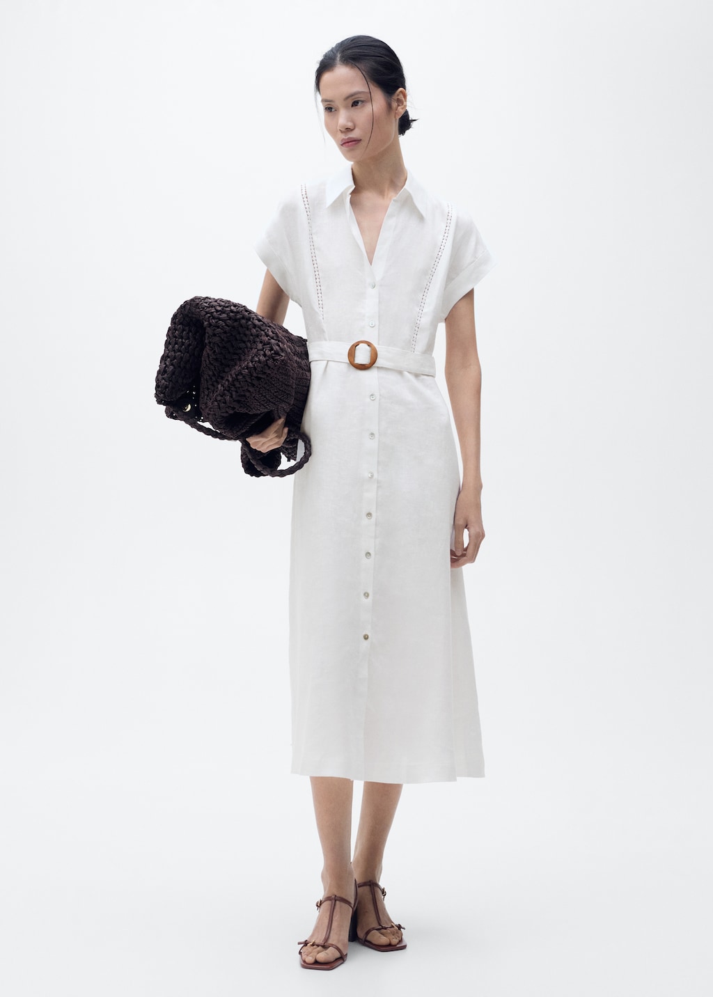 Belt linen dress