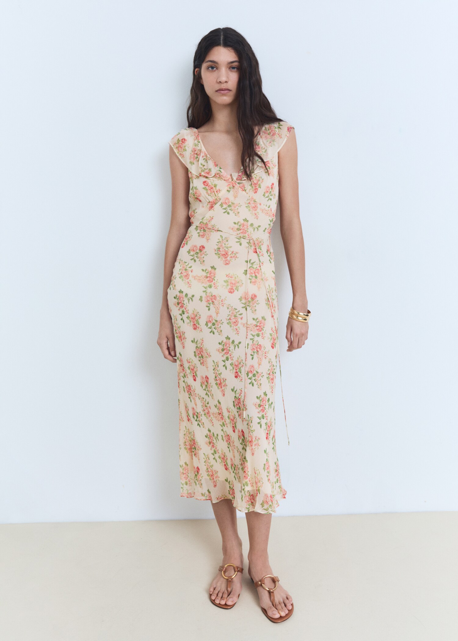 Vestido midi floral lazo - Plano general
