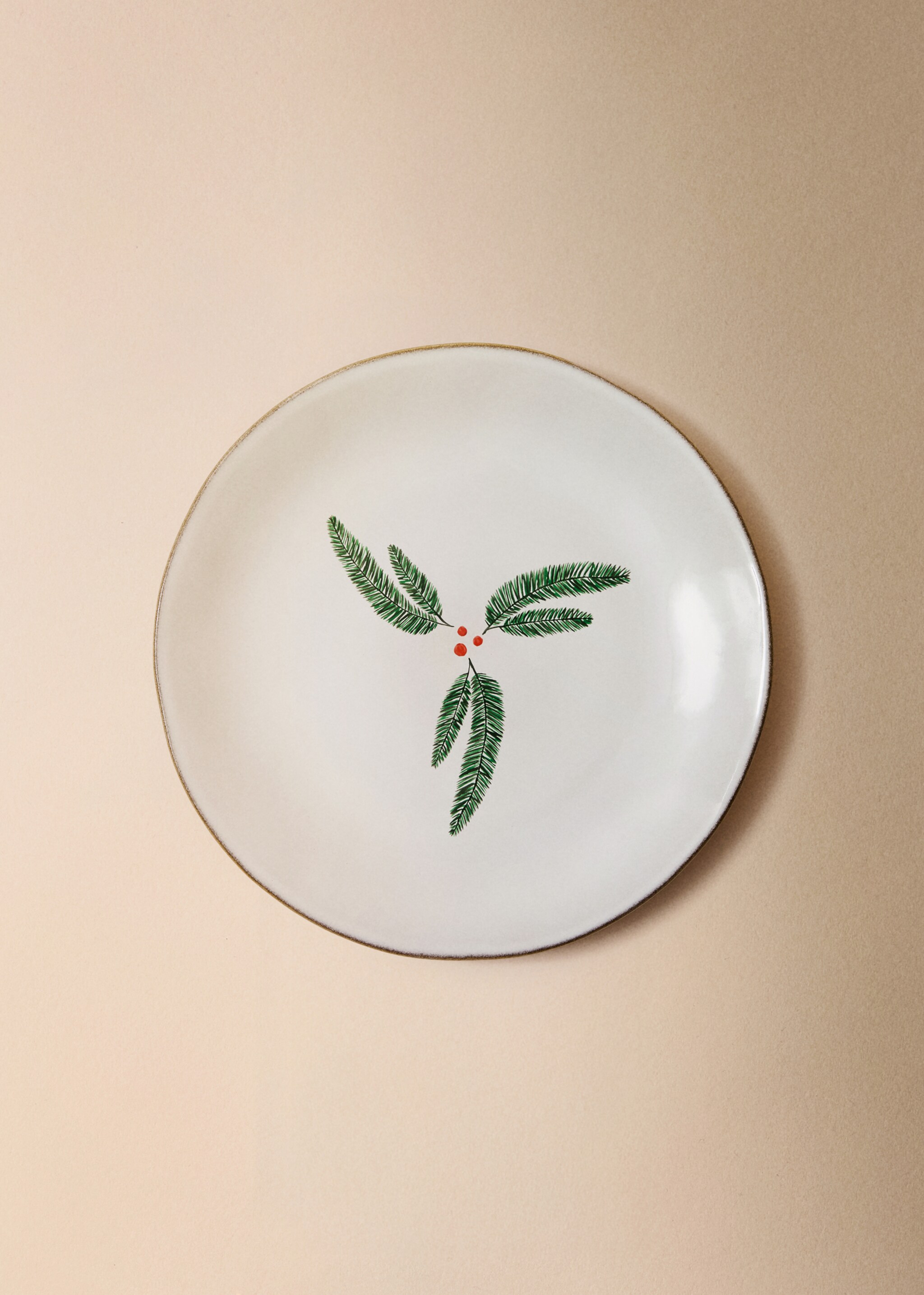 Dessertteller aus Steingut mit Kontrastkante - Allgemeine Ansicht, Weiß. Ref: 87020460-00.