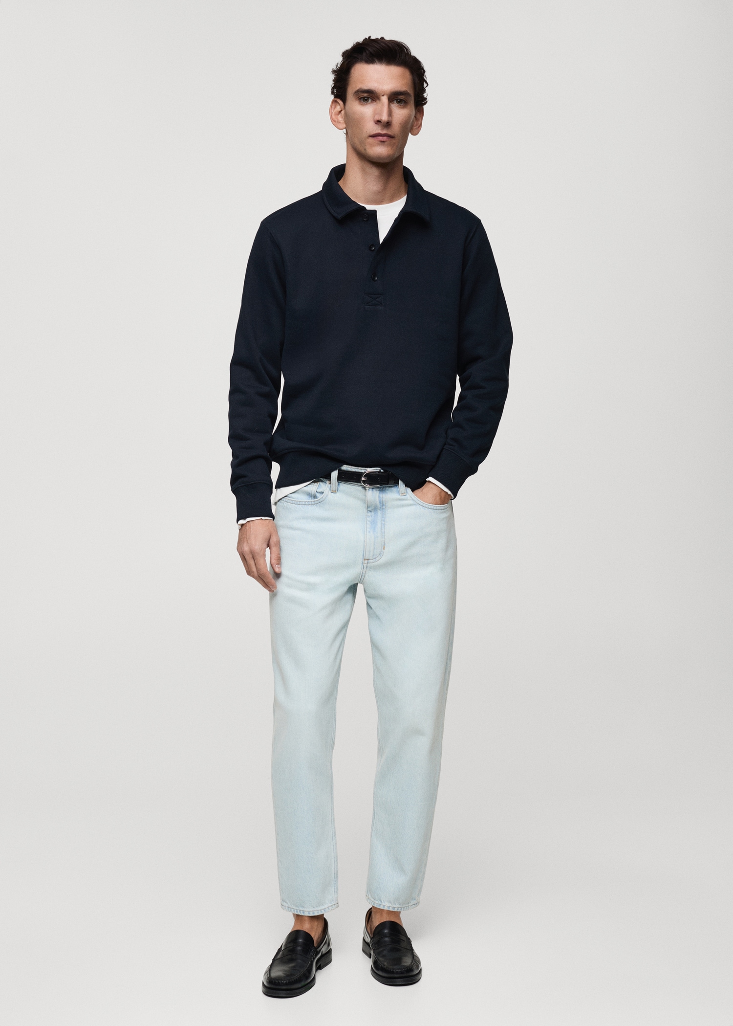 Sweater polo berbulu regular fit - Tampilan Umum