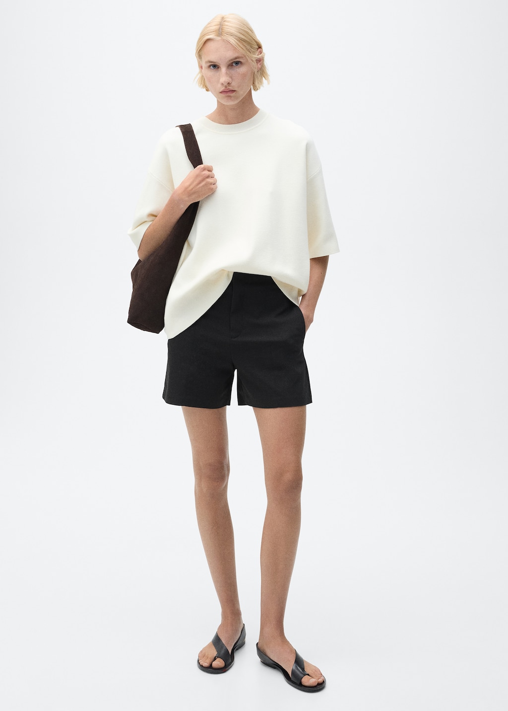 たぬき 希少 High-waisted cotton shorts - Women | MANGO USA Clothing