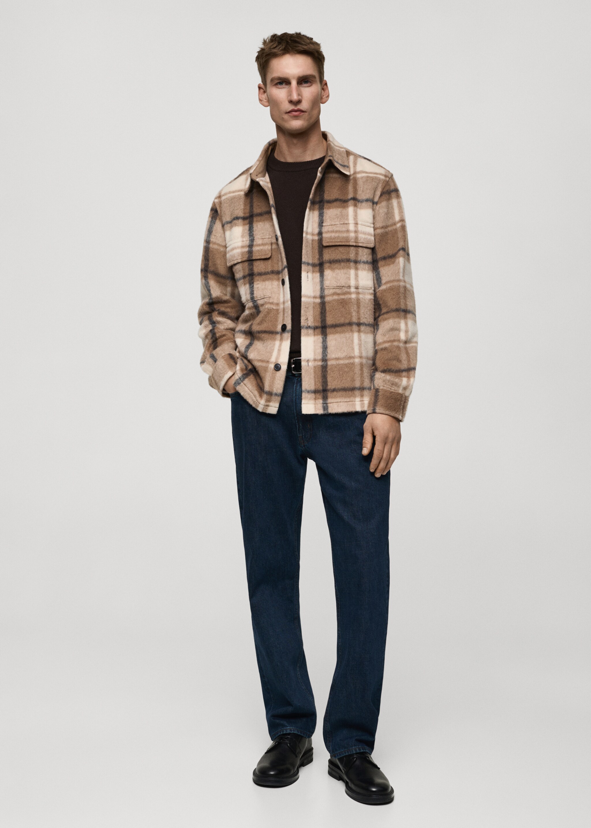Check flannel textured overshirt - General plane