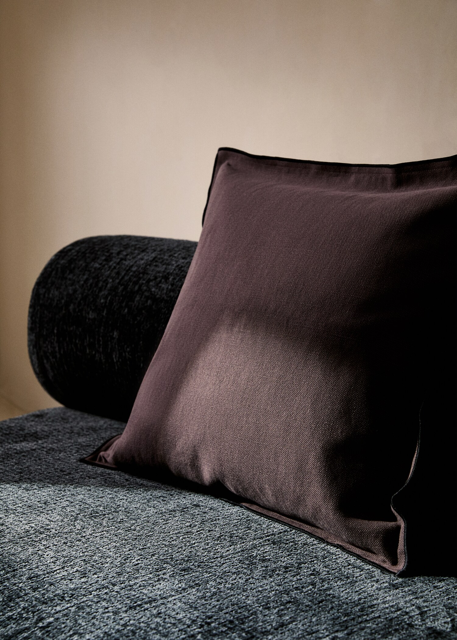 Kuddfodral bomull-linne med overlock 50x50 cm - Allmän bild