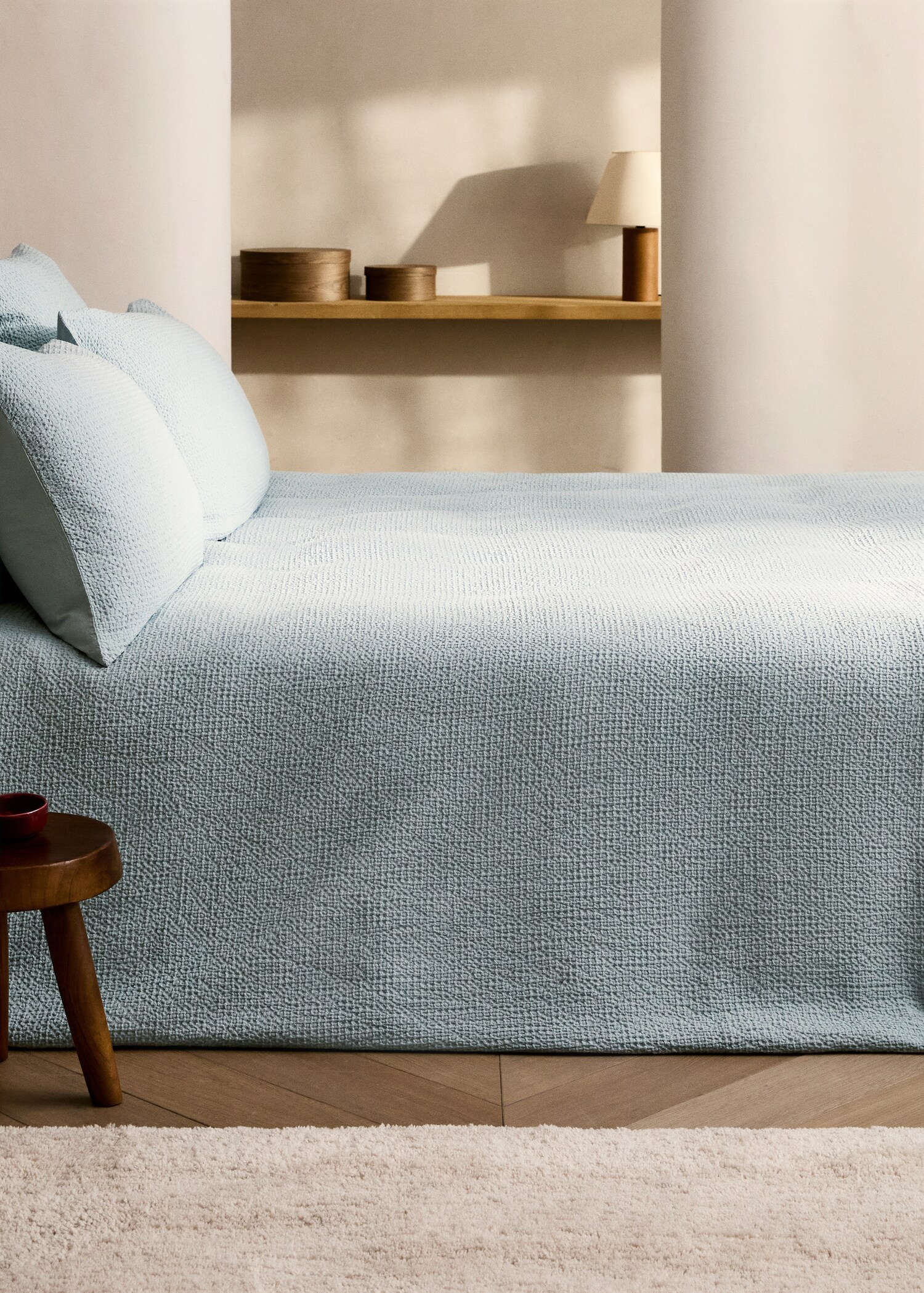 Cotton percale waffle duvet cover for 135 cm bed - General plane