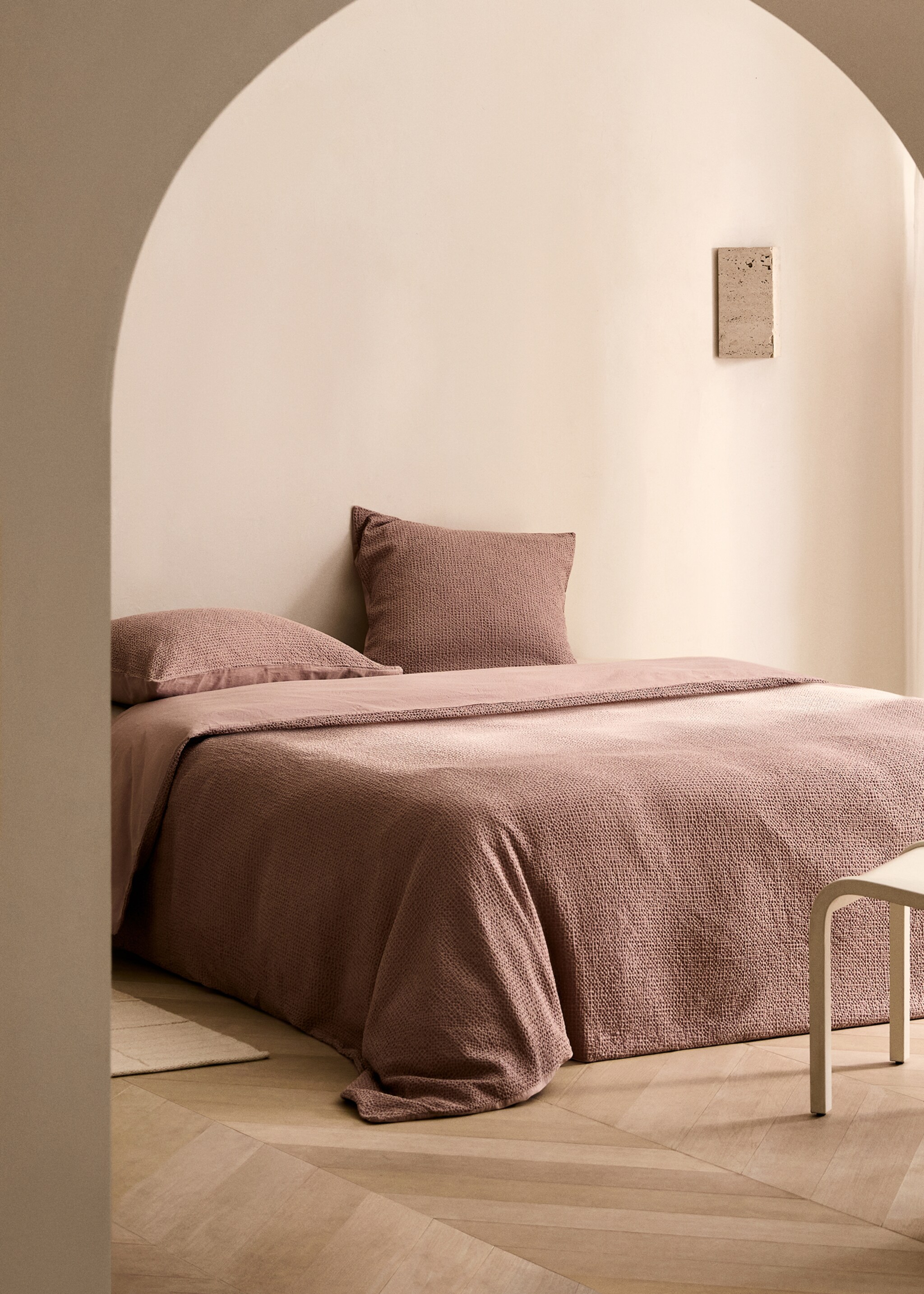 Cotton percale waffle duvet cover for 135 cm bed - General plane
