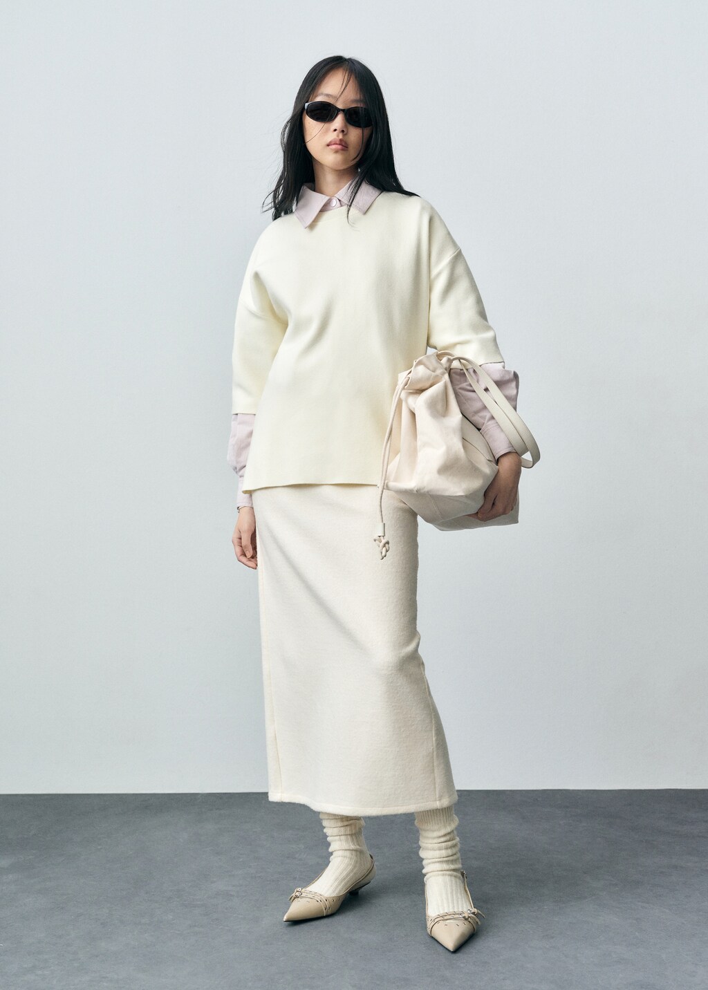 Short-sleeved fine-knit sweater - image 2