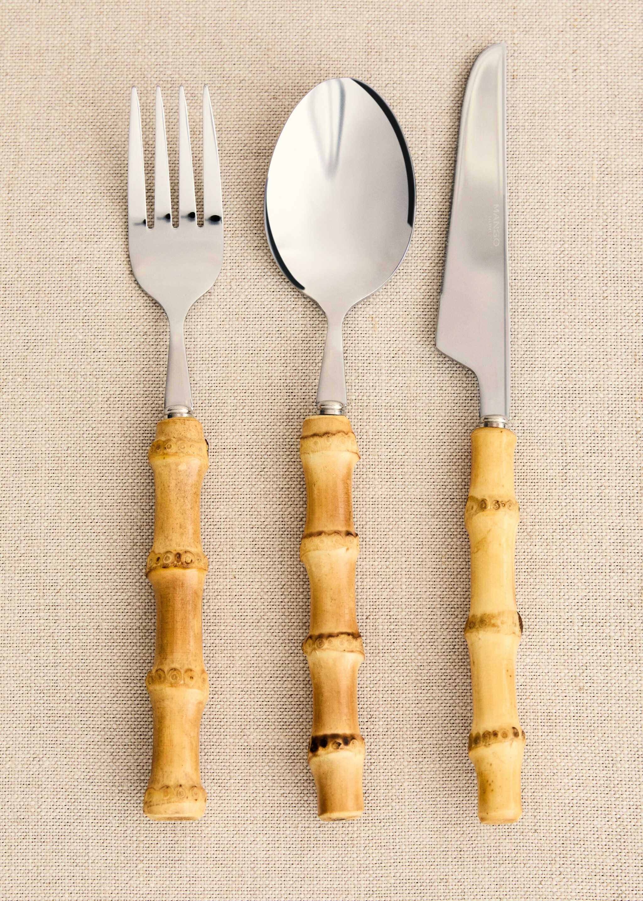 Set de couverts 3 pièces manche bambou - Plan général