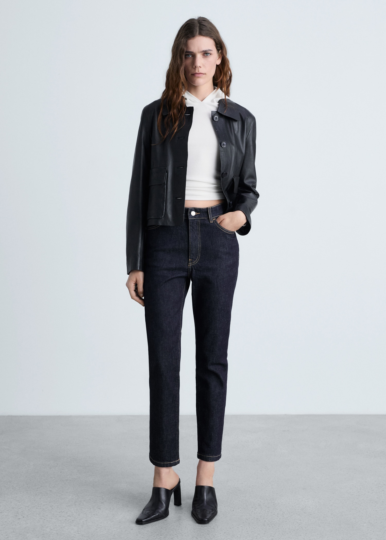 Jeans Claudia slim crop rinse wash - Plano general