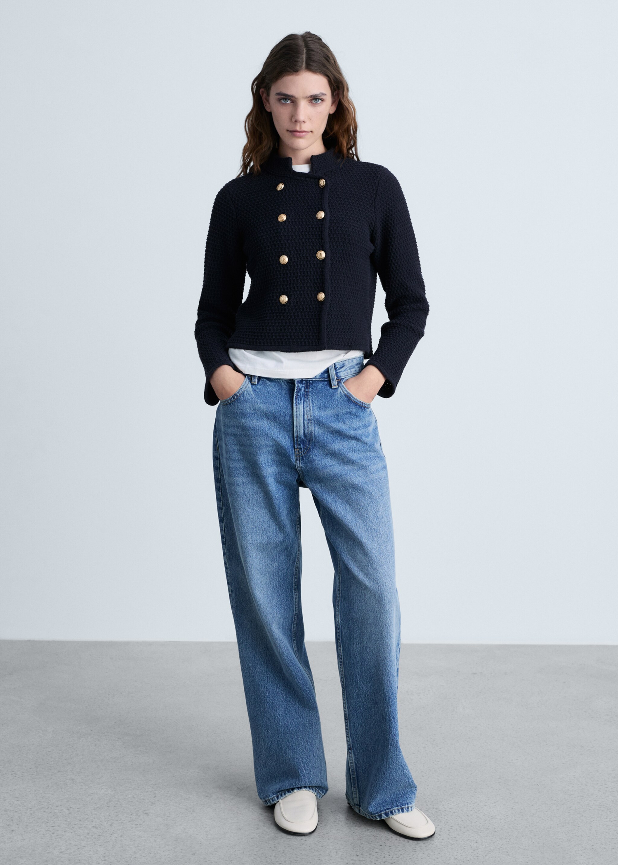 Double-breasted knitted jacket - General plane