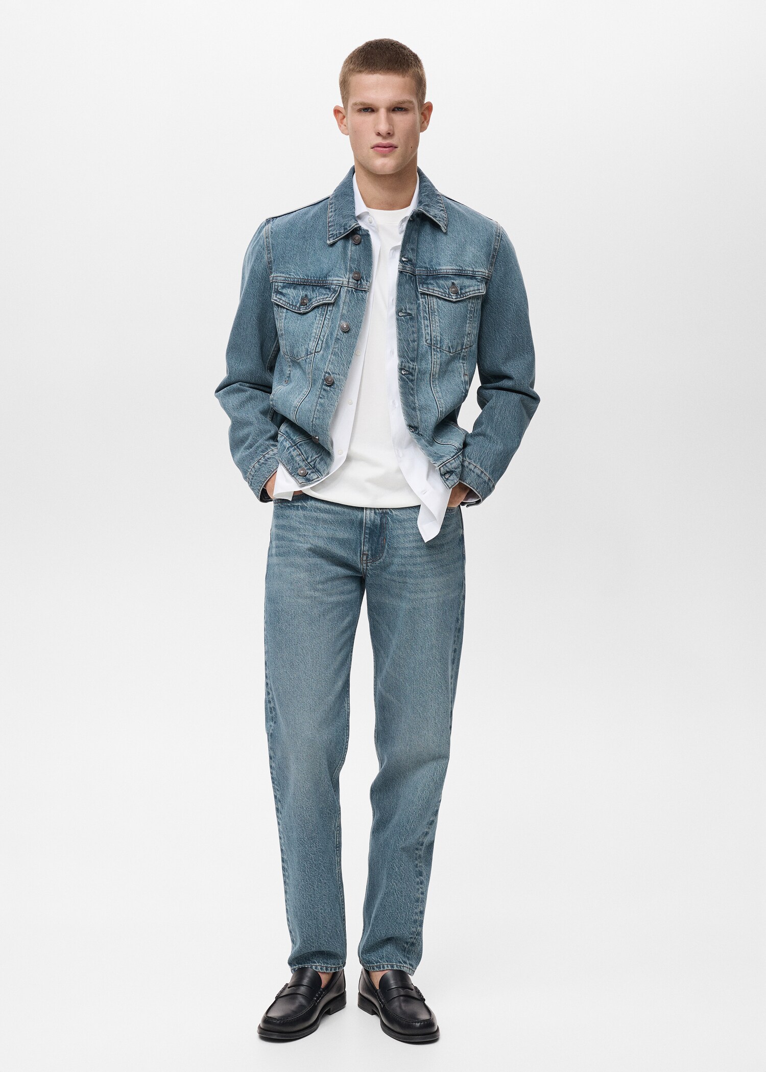 Veste en jean effet usé - Plan général