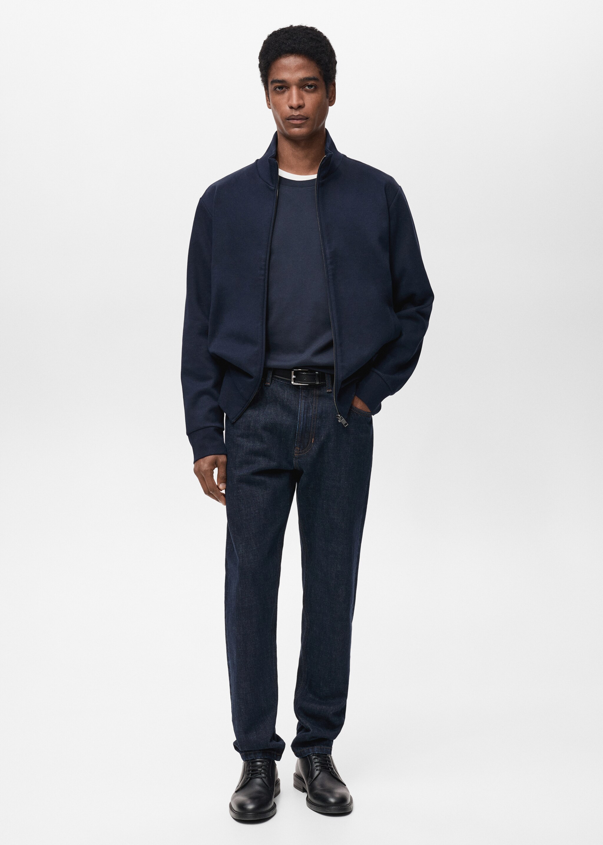 Cotton perkins-neck sweatshirt with zip - General plane