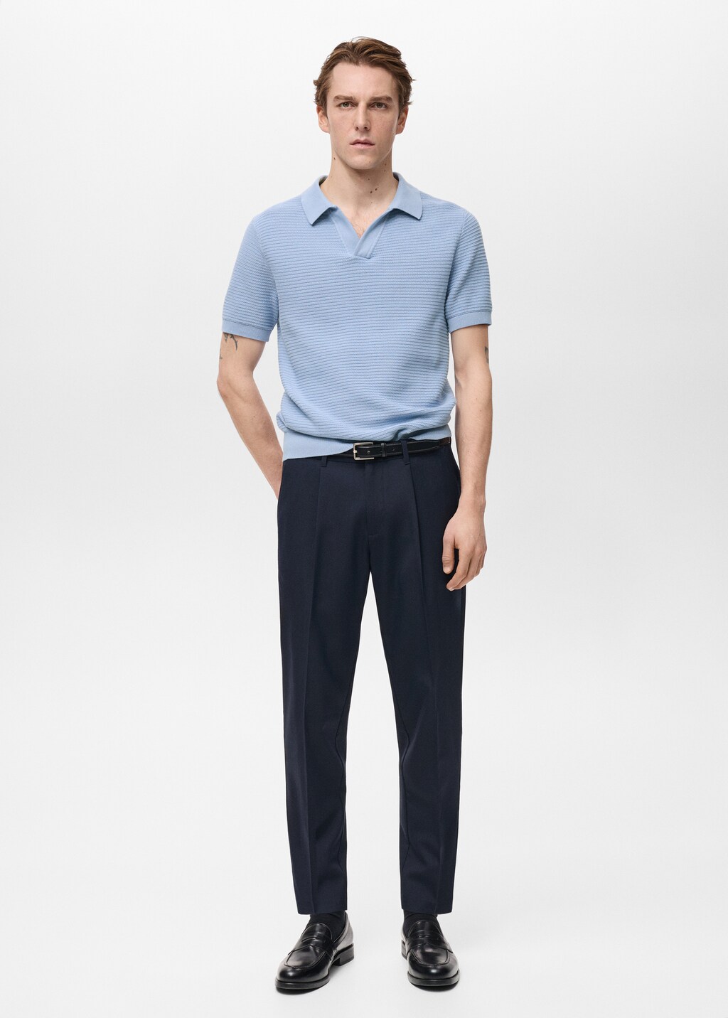 100% cotton knitted polo structure - Men | MANGO USA