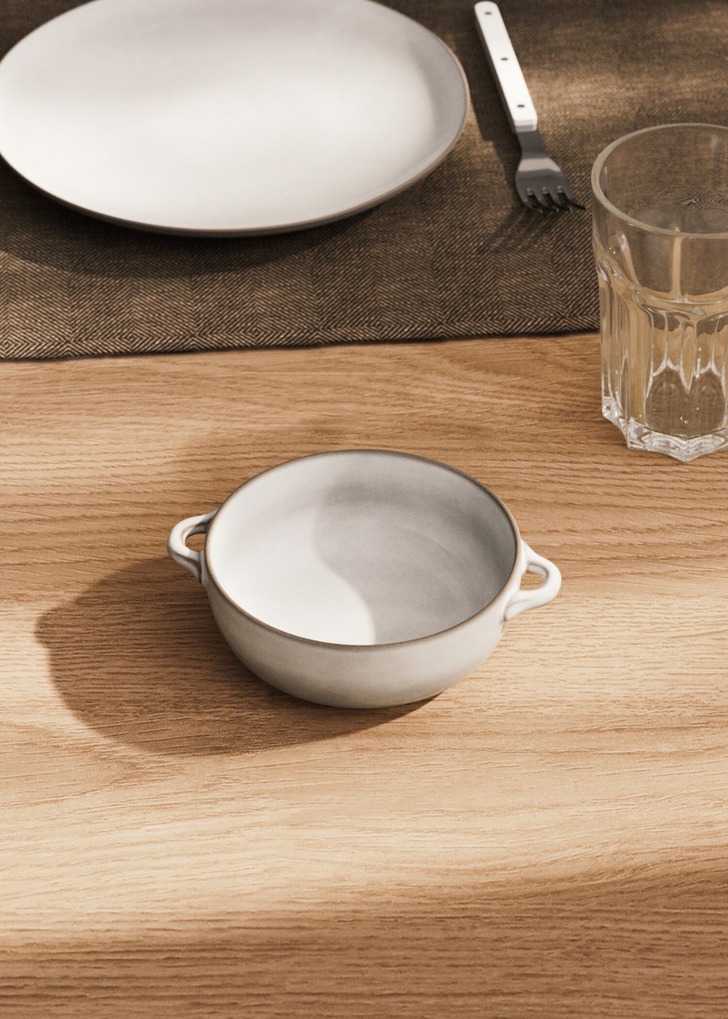 Bowl stoneware casserole rim contrast small - General plane