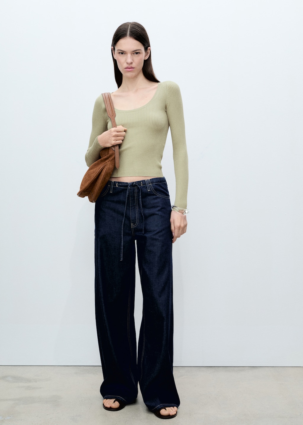 Knitted ribbed sweater - image 2