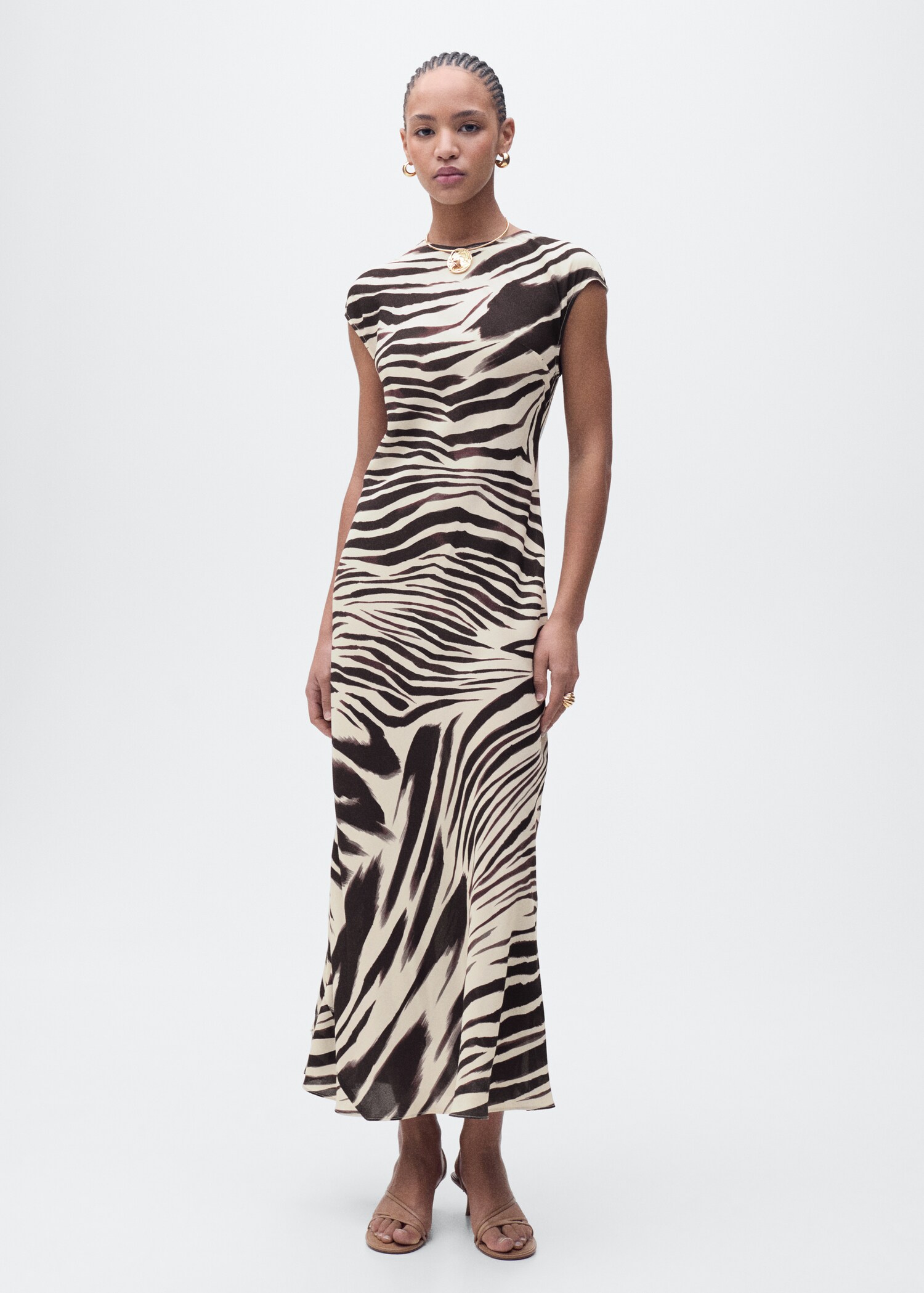 Midi-jurk met zebraprint - Overzichtstekening