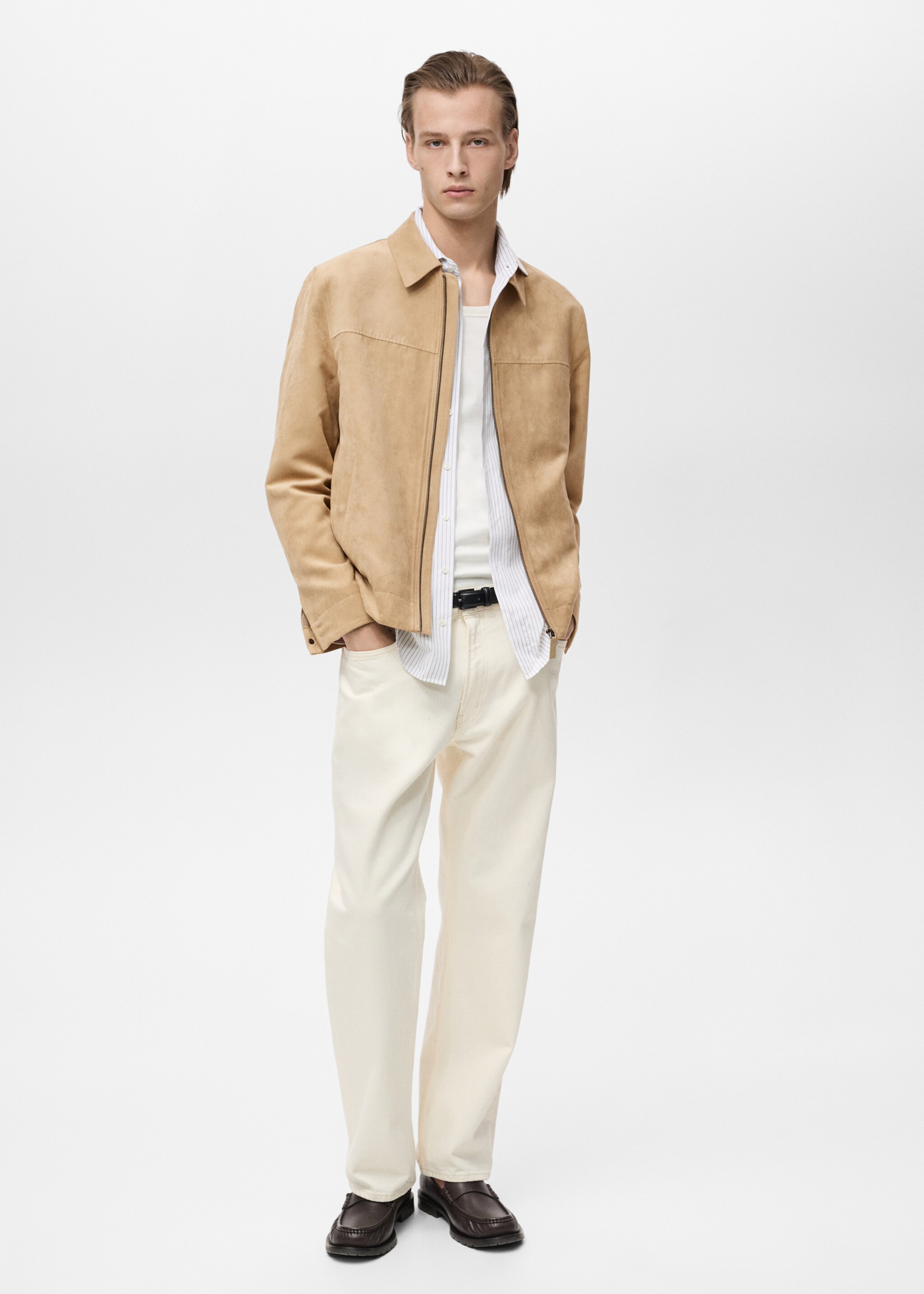 Suede-effect jacket with zip - General plane