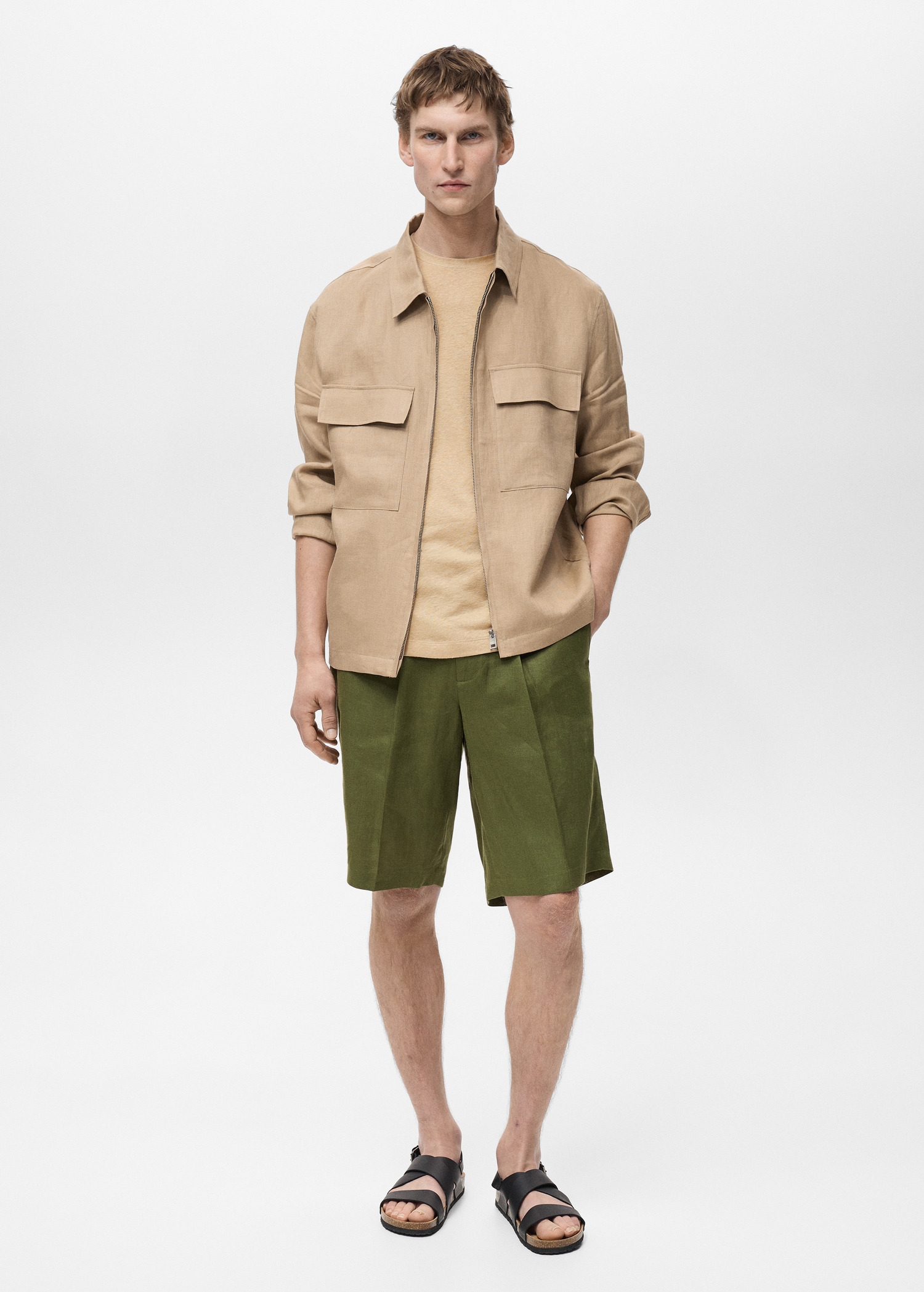 100% linen jacket with pockets - General plane