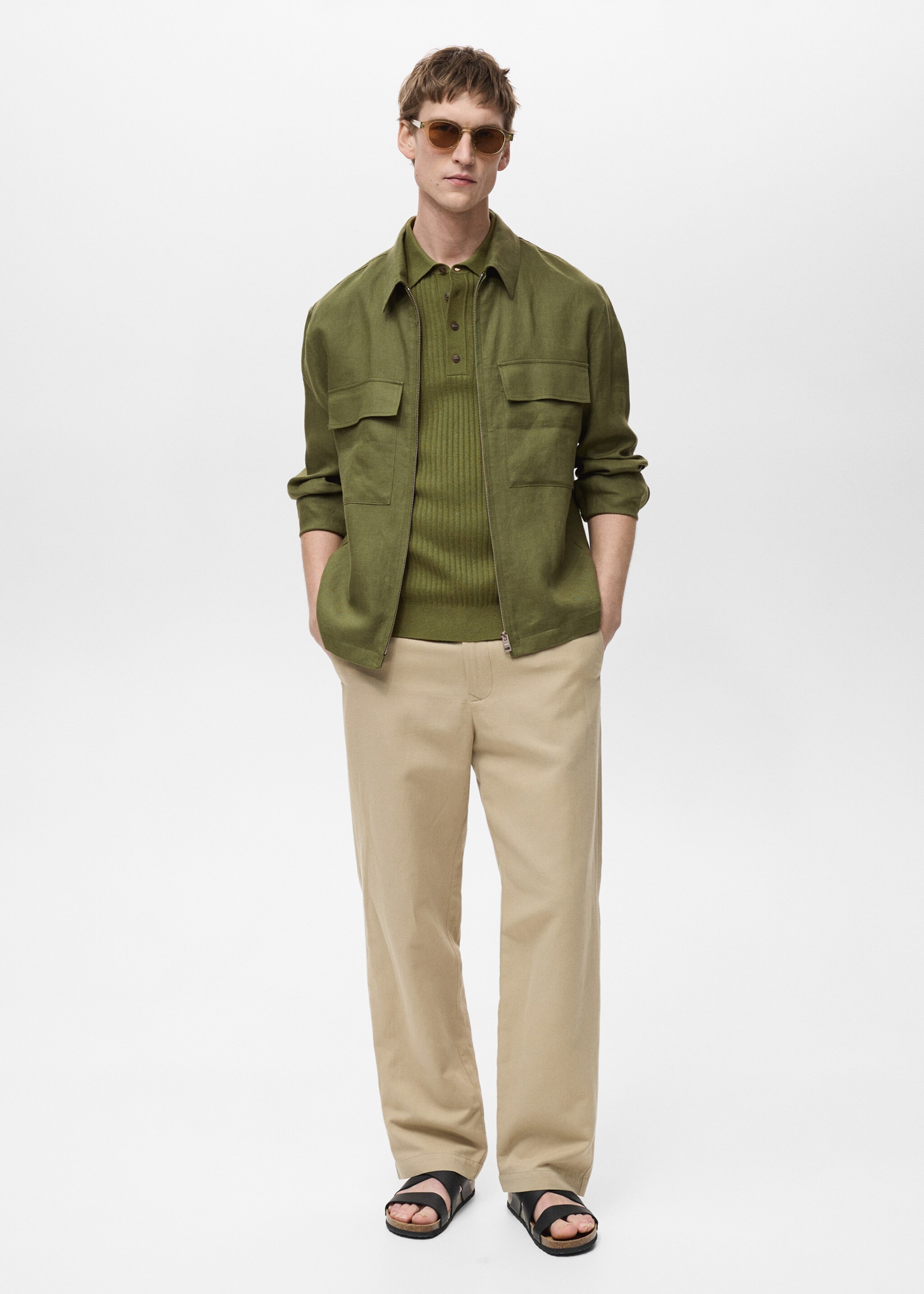 100% linen jacket with pockets - General plane