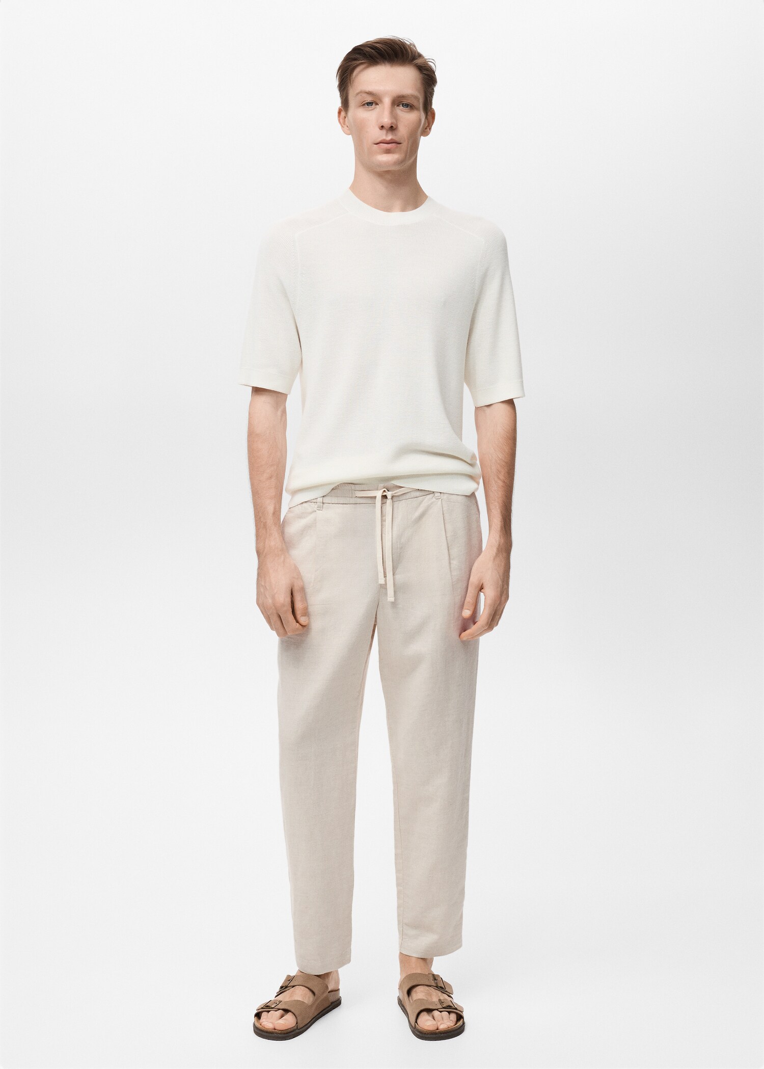 Slim-fit trousers with drawstring - General plane