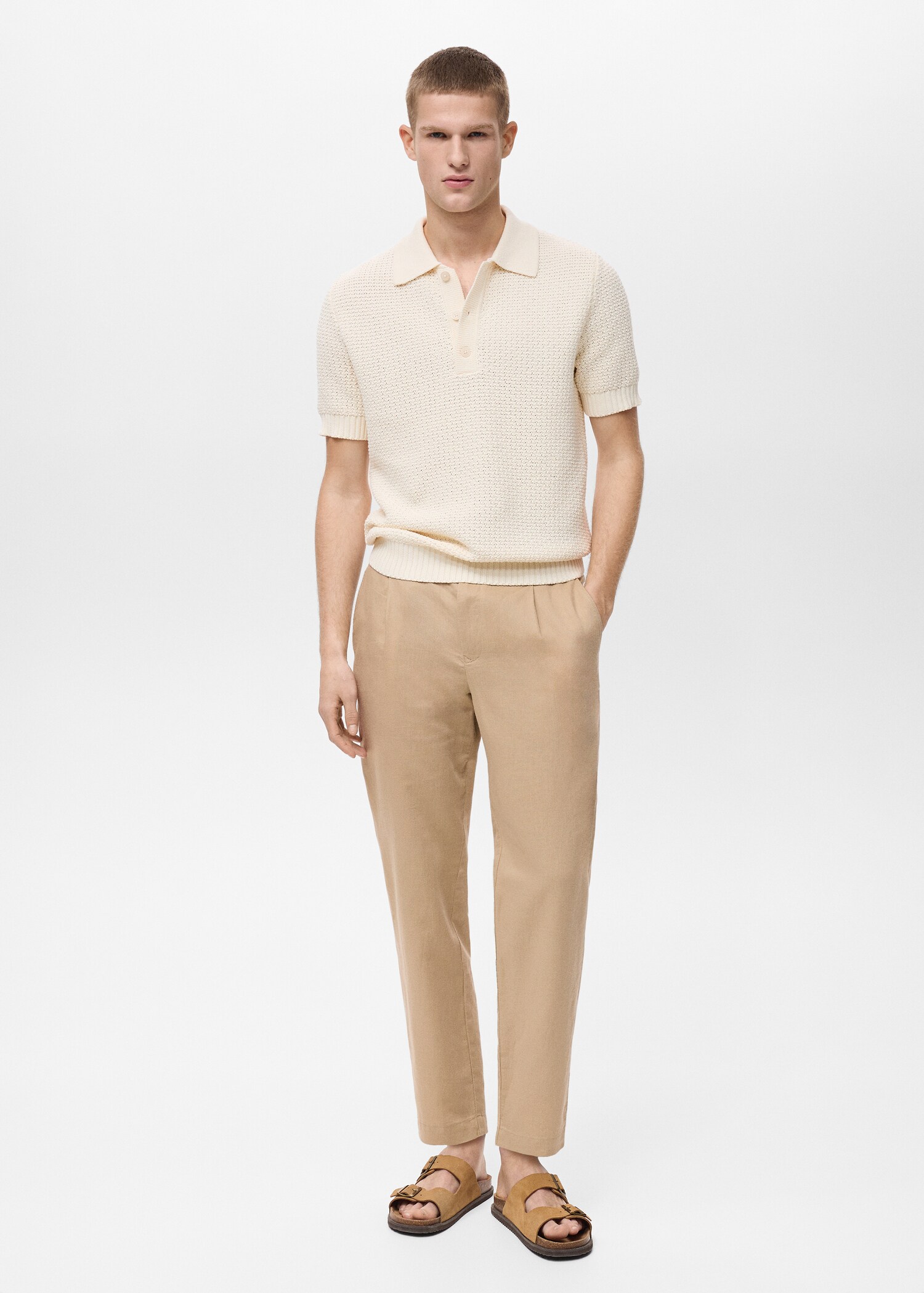 Slim-fit trousers with drawstring - General plane