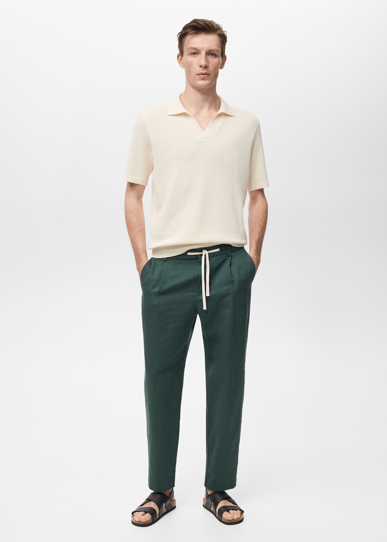 Slim-fit trousers with drawstring - General plane