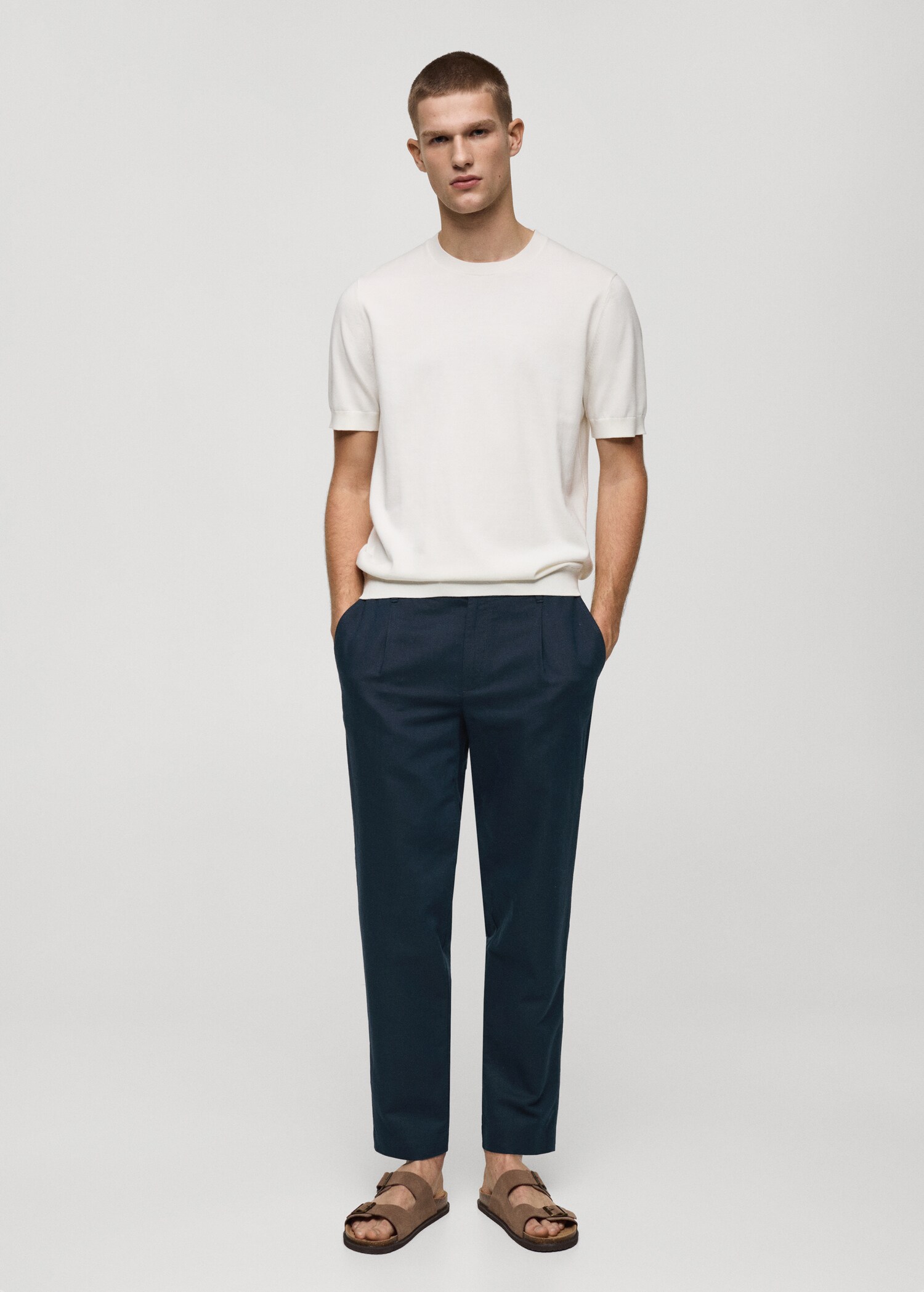 Slim-fit trousers with drawstring - General plane