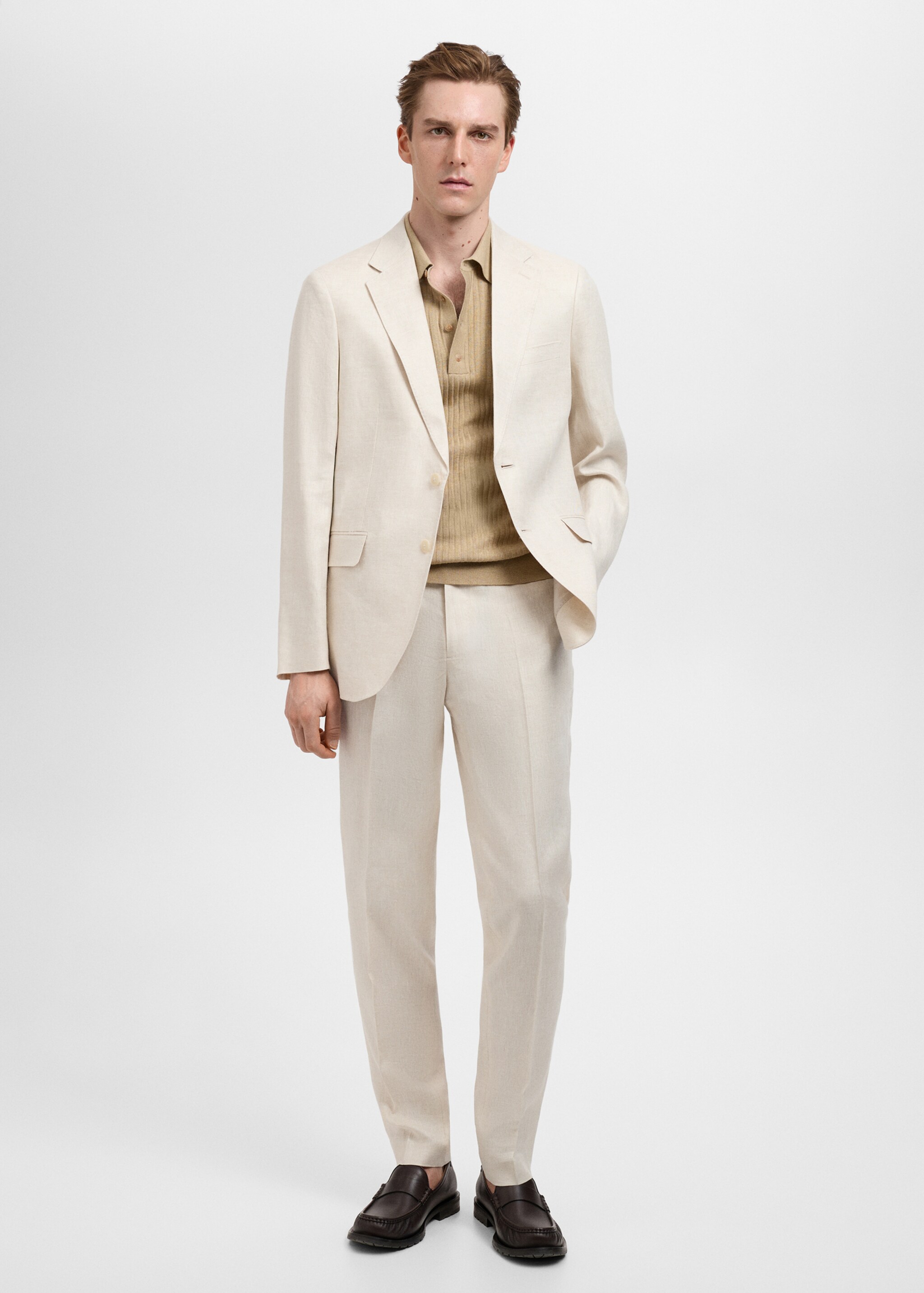 Amalfi 100% linen slim-fit suit trousers - General plane