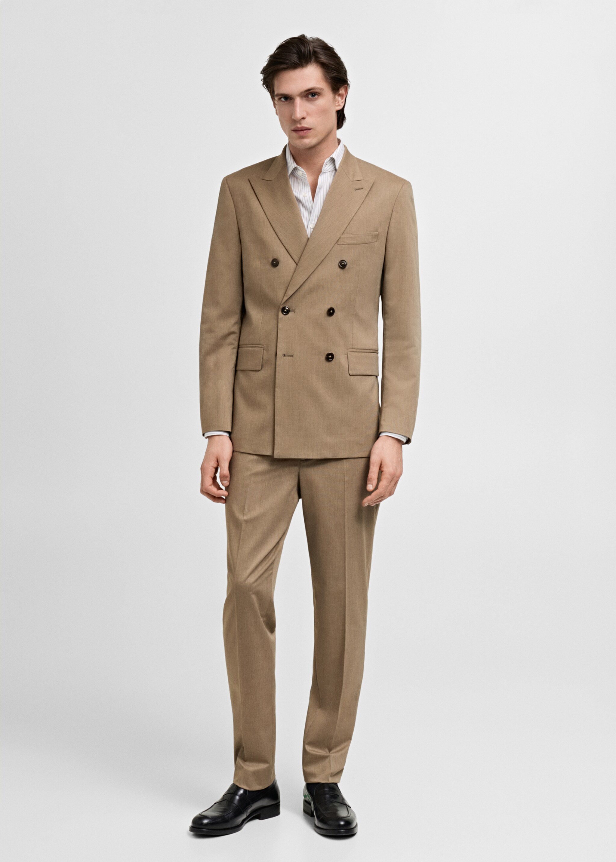 Monaco double-breasted slim-fit suit jacket - General plane
