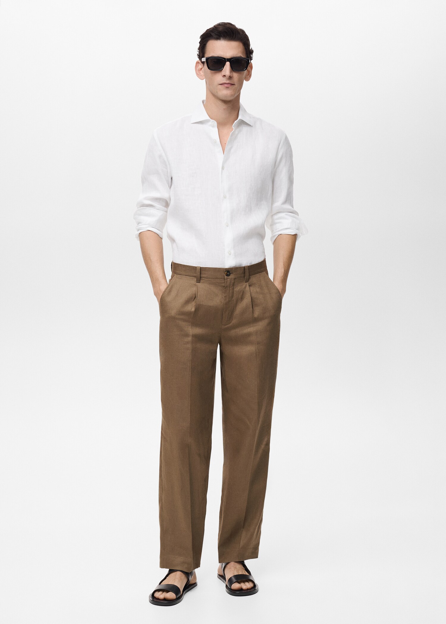 Slim Fit-Hemd aus 100 % Leinen - Allgemeine Ansicht