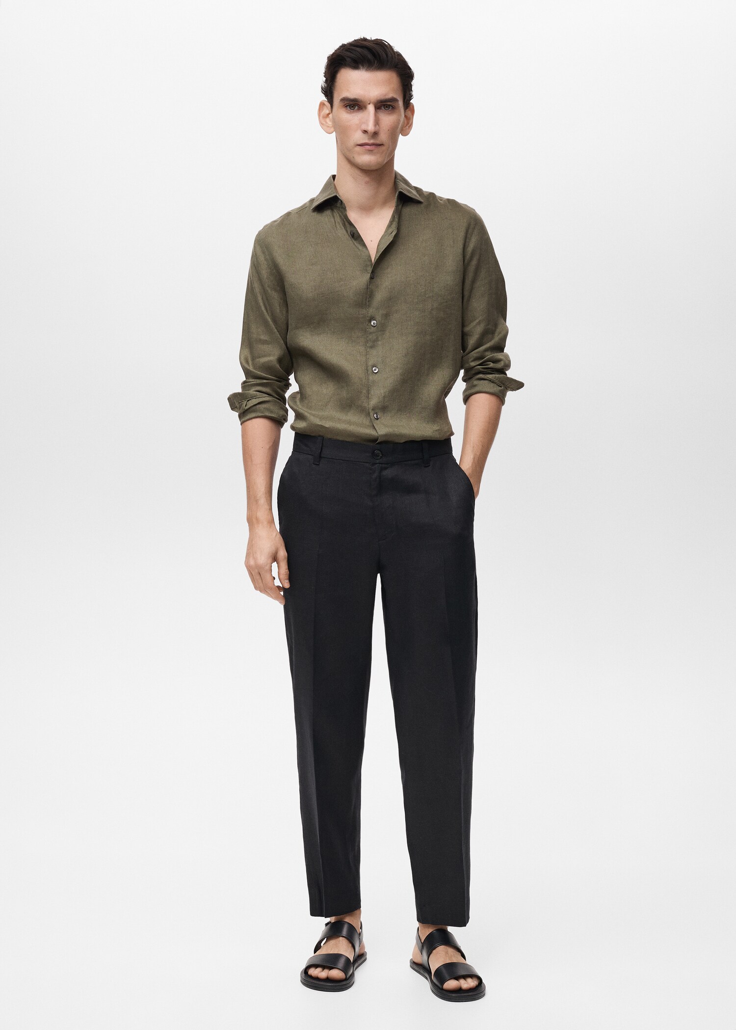 100% linen slim-fit shirt - General plane