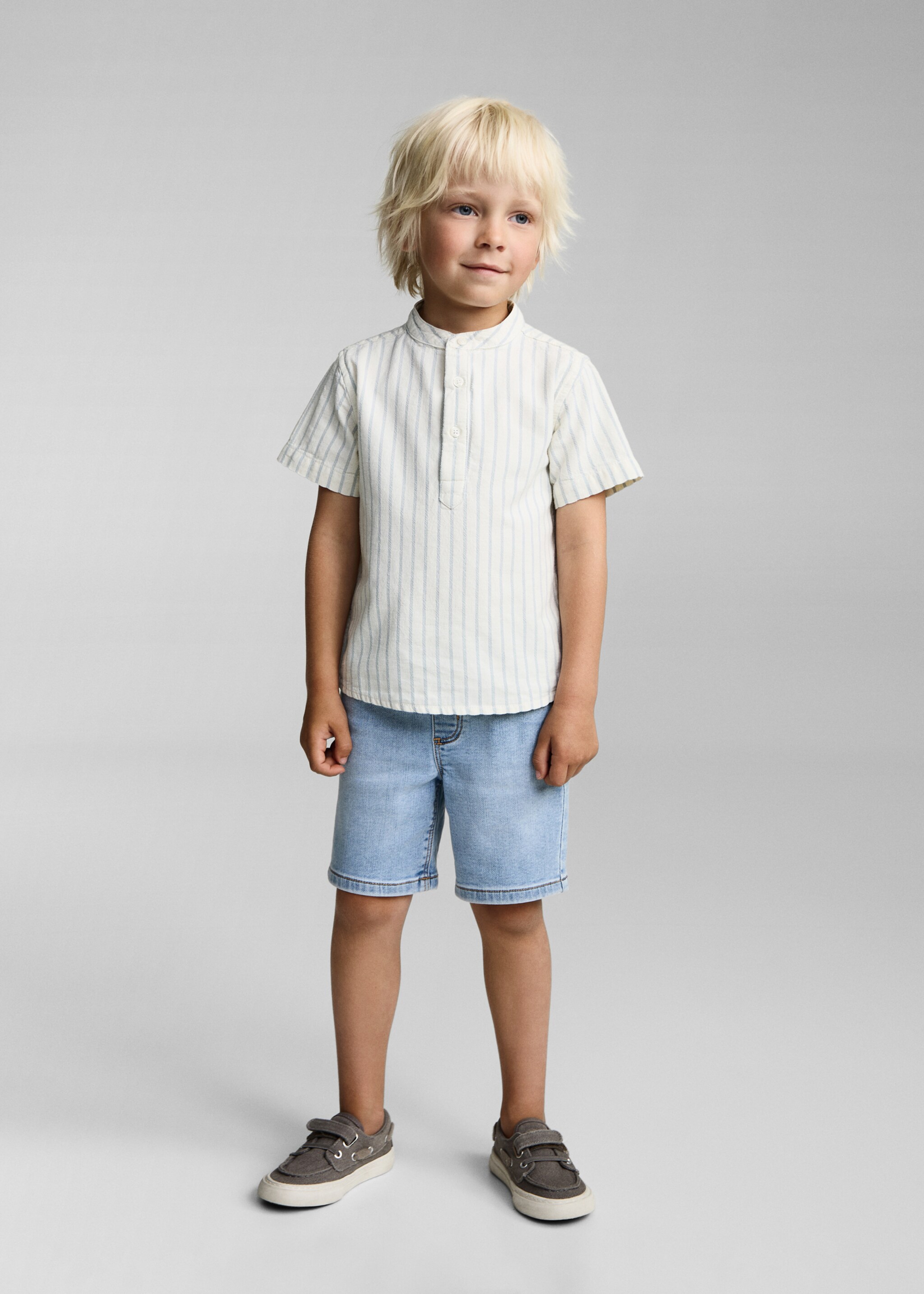 Striped Mao collar shirt - General plane