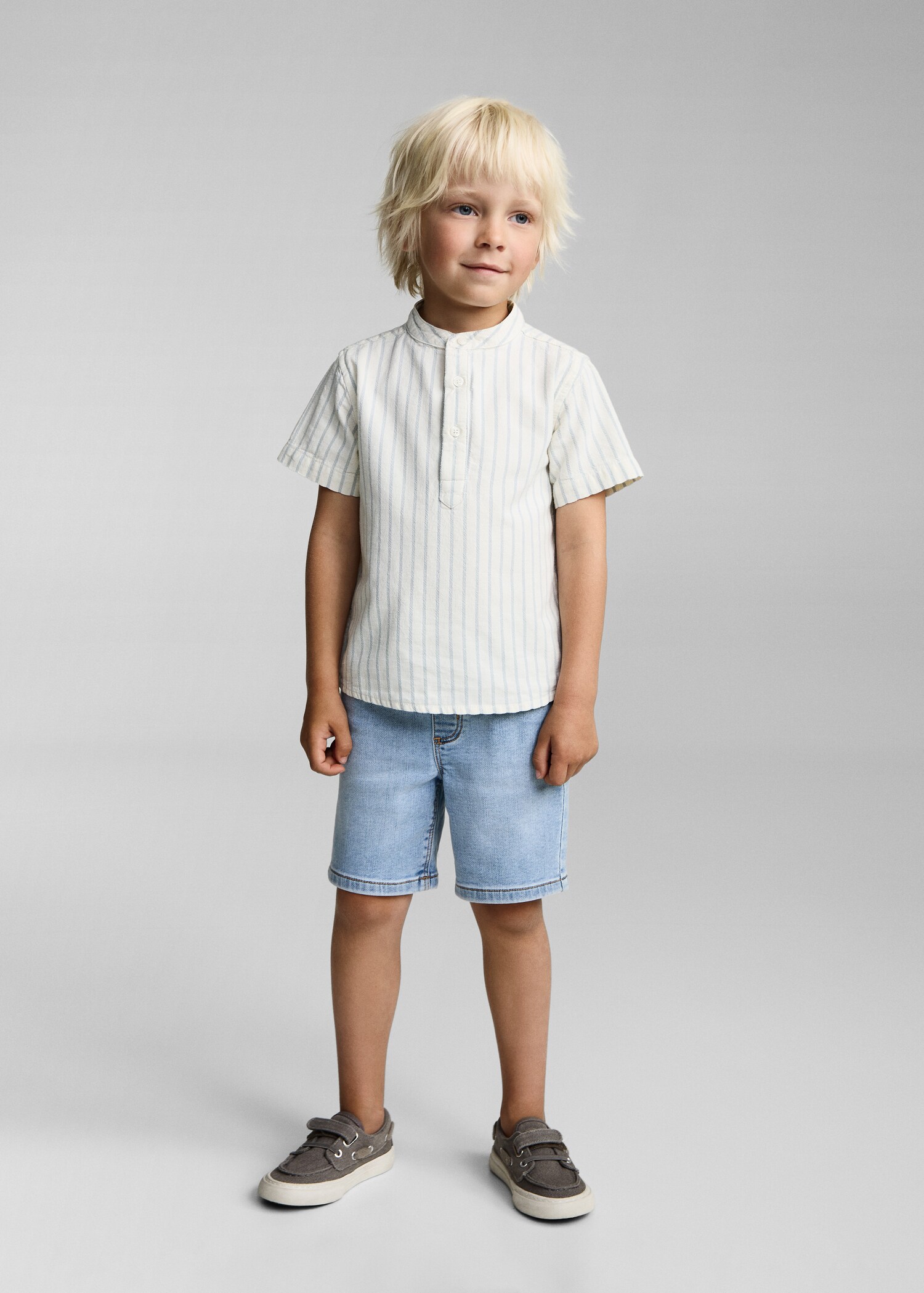 Striped Mao collar shirt - General plane