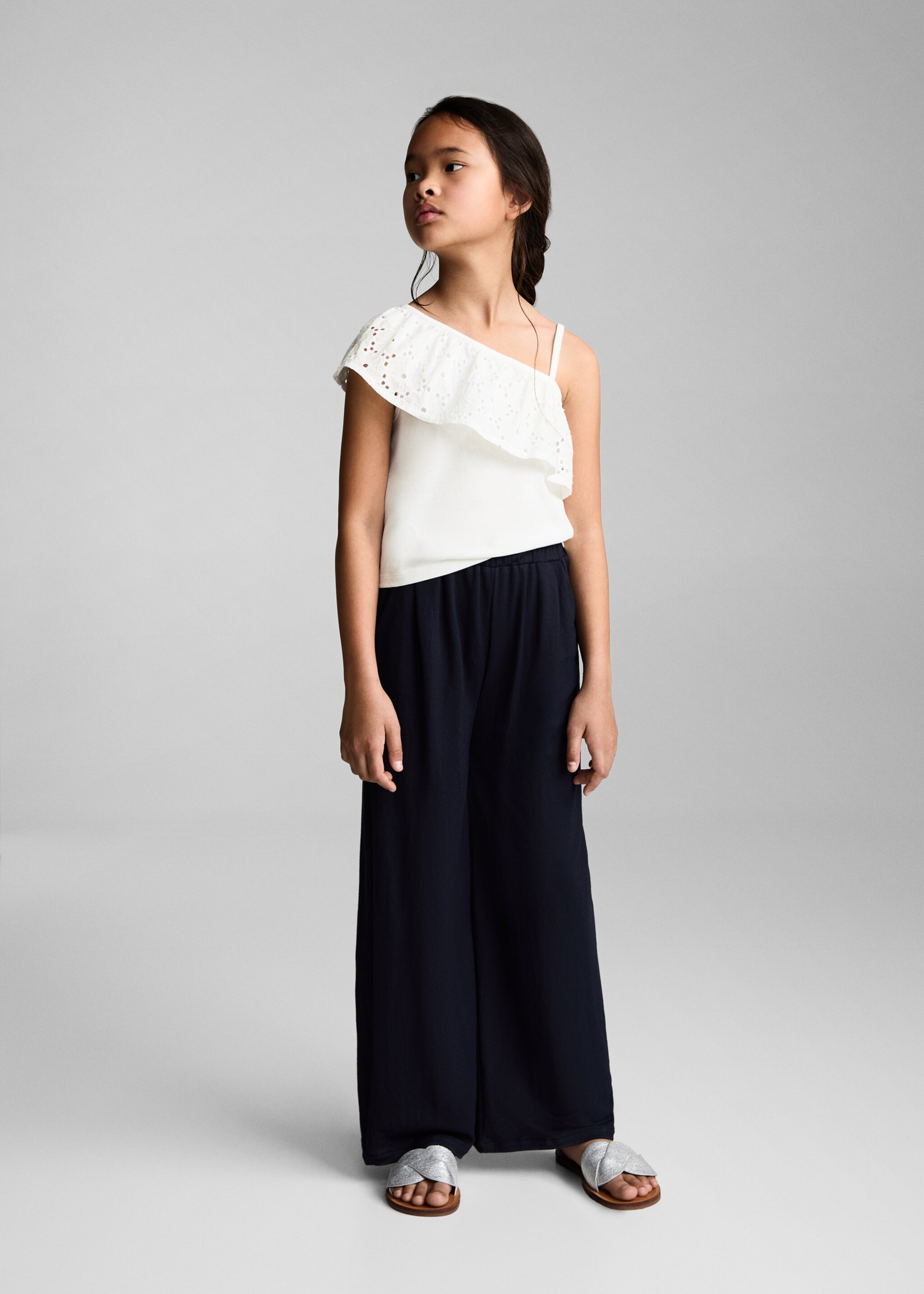 Ruffled asymmetric T-shirt - General plane