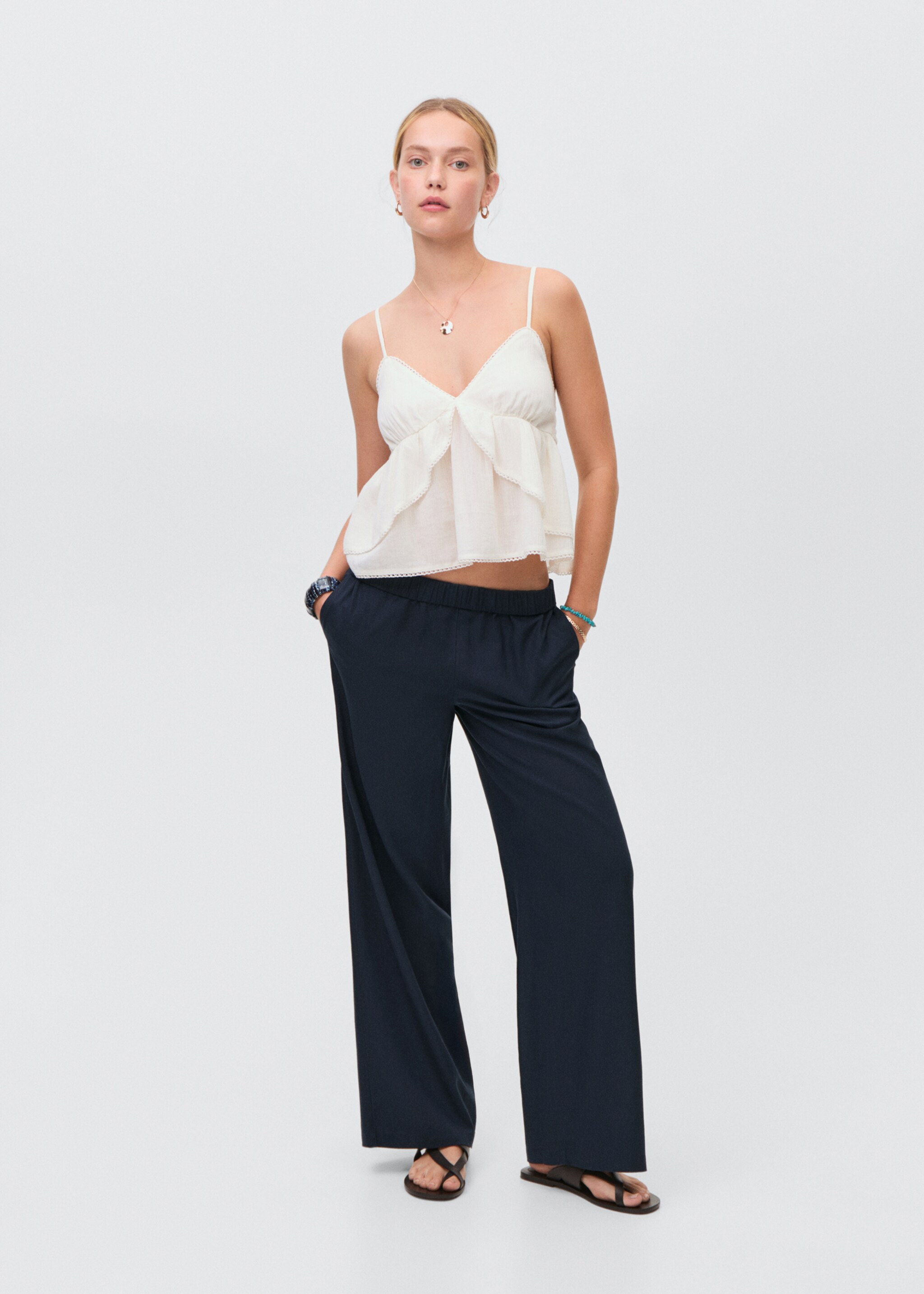 Linnen straight-fit broek - Overzichtstekening