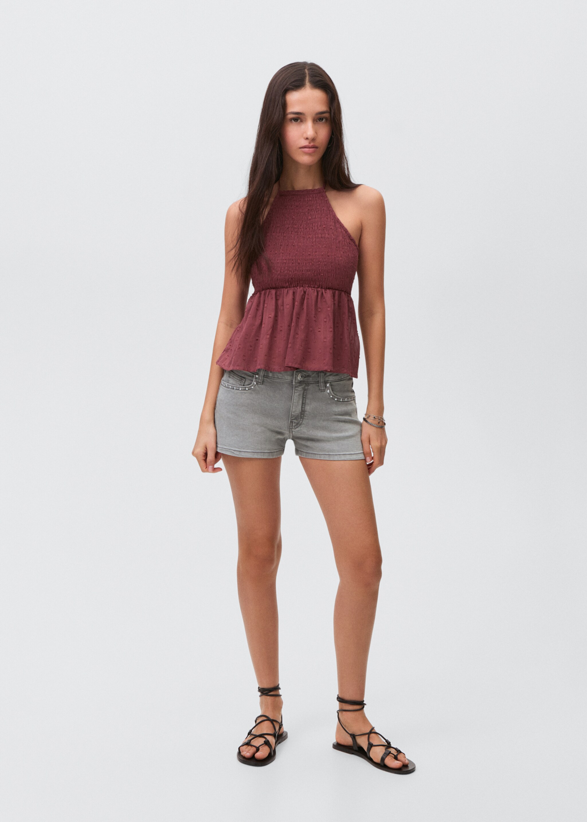 Shorts tachuelas low waist - Plano general