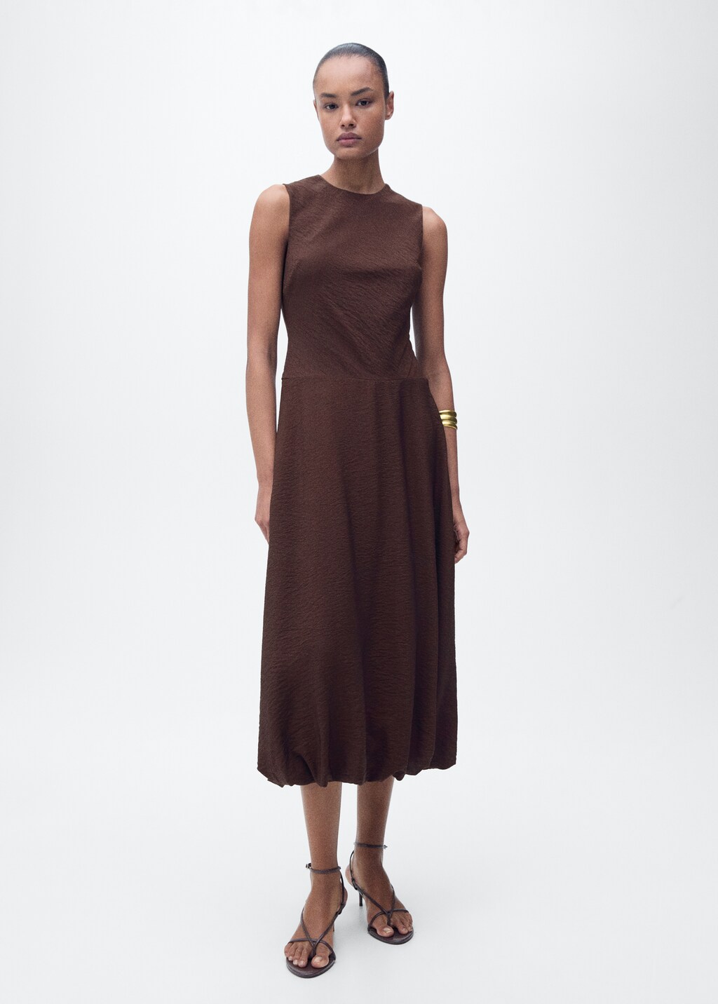 Midi-dress with puffed hem