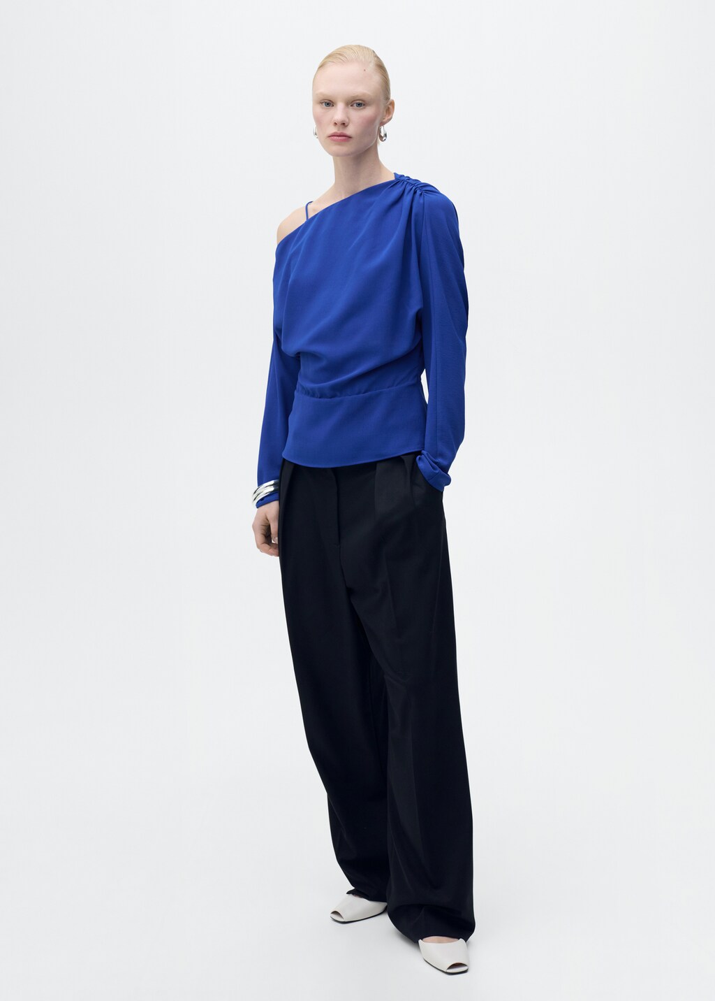 Asymmetrical gathered blouse - image 2