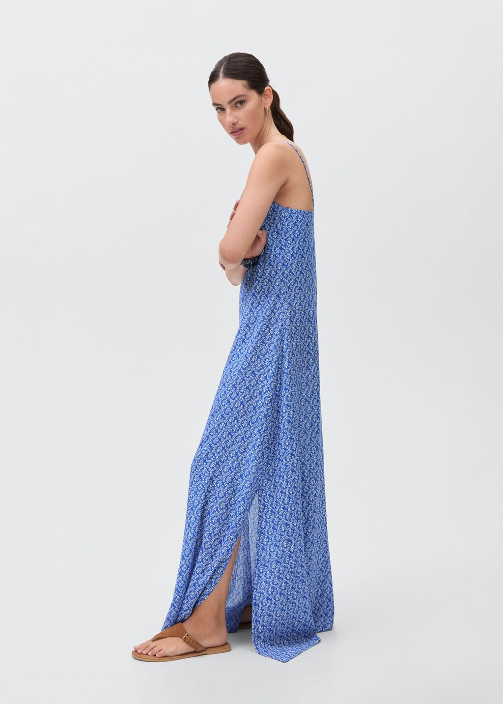 Long floral-print dress