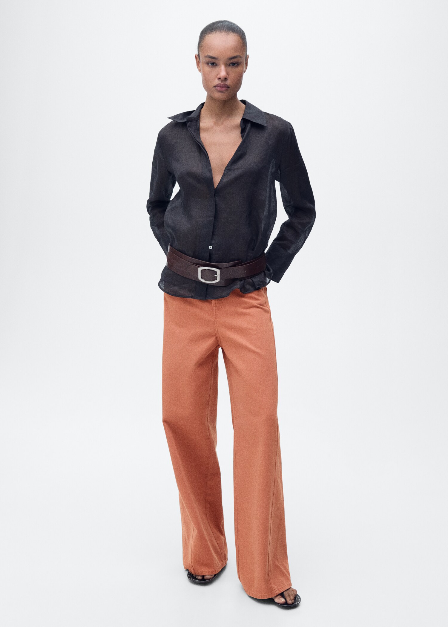 Jeans wideleg tiro alto - Plano general