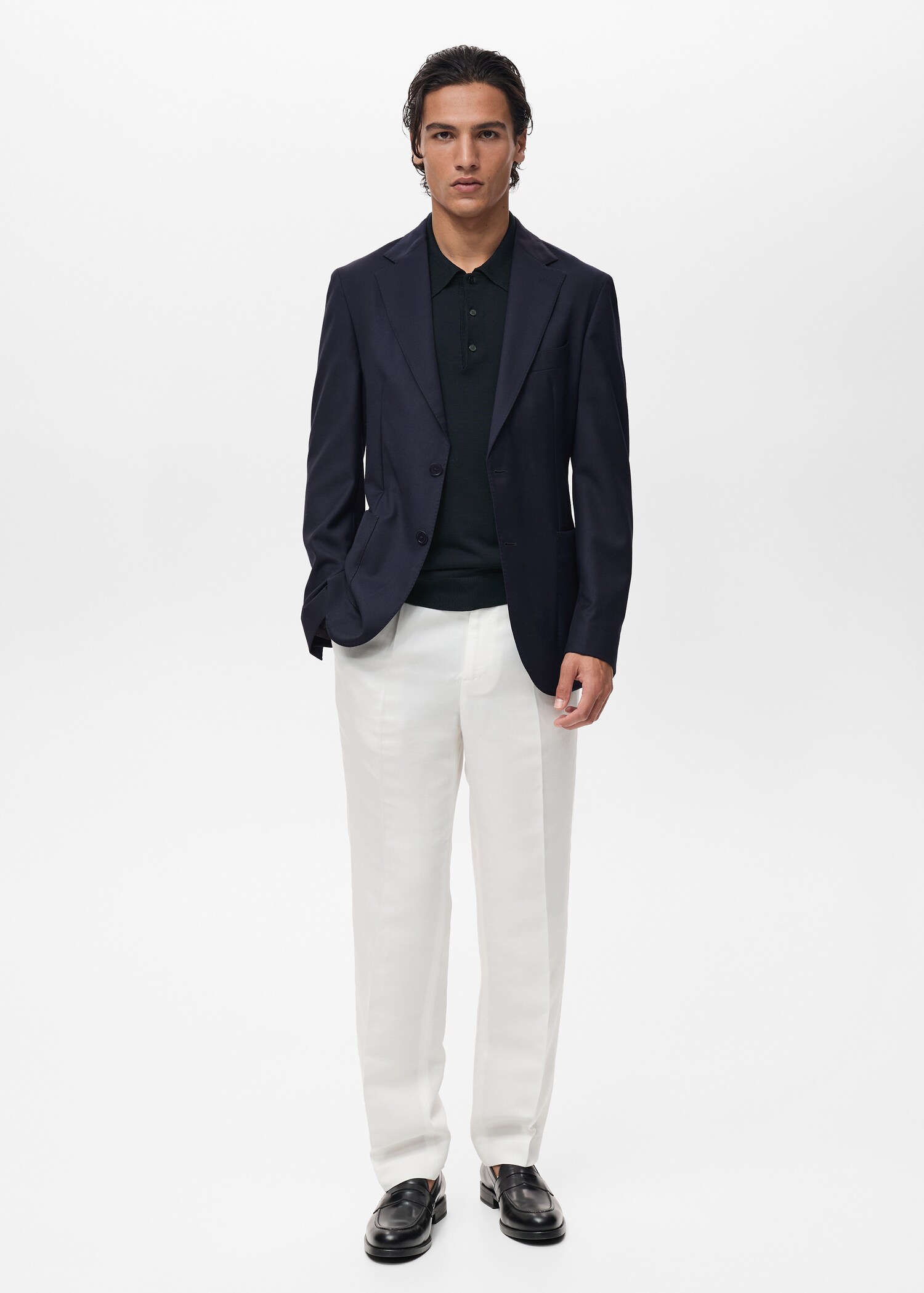 Slim-fit jacket made from 100% cool wool - General plane