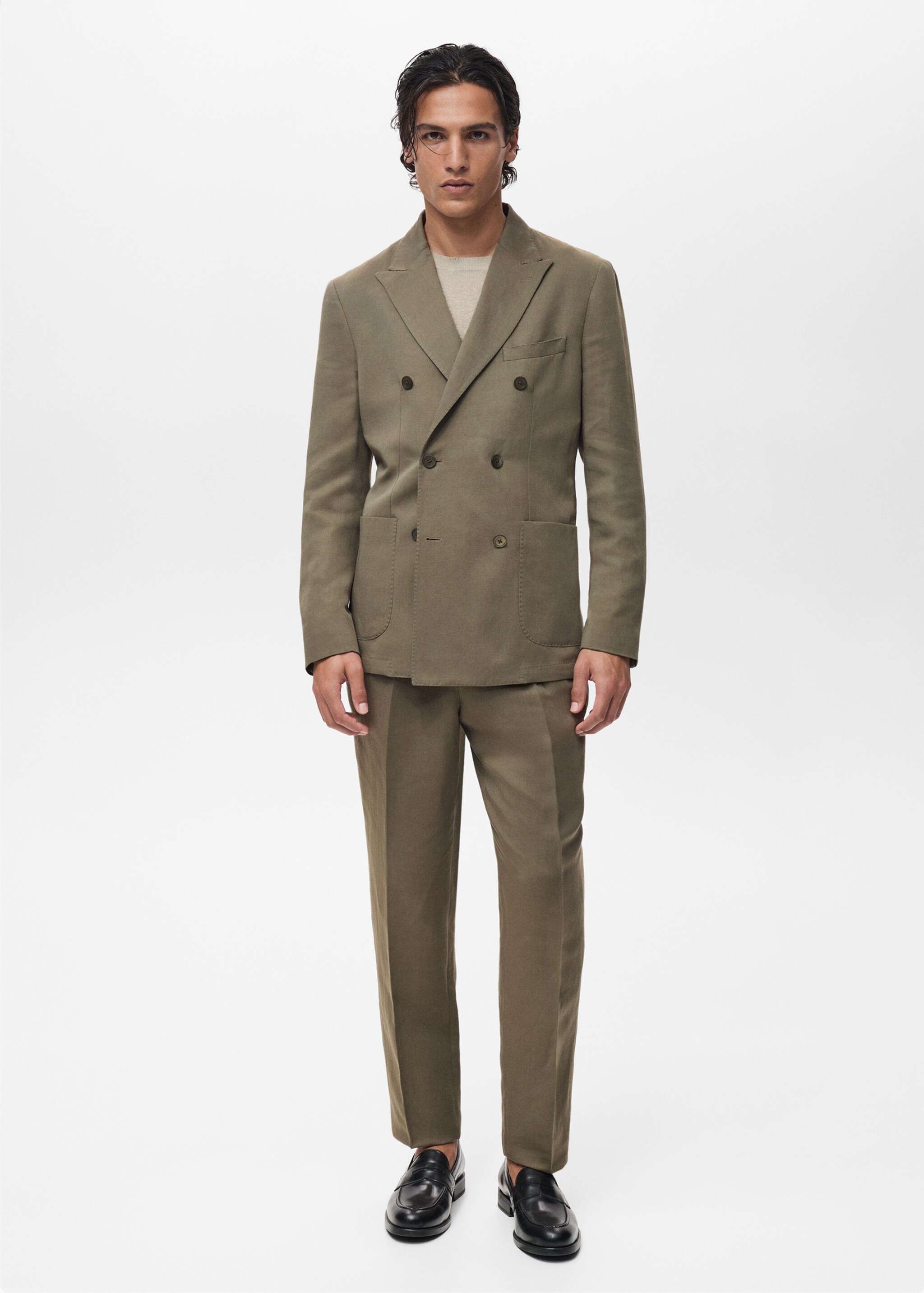 Americana traje mezcla lino slim fit cruzada - Plano general