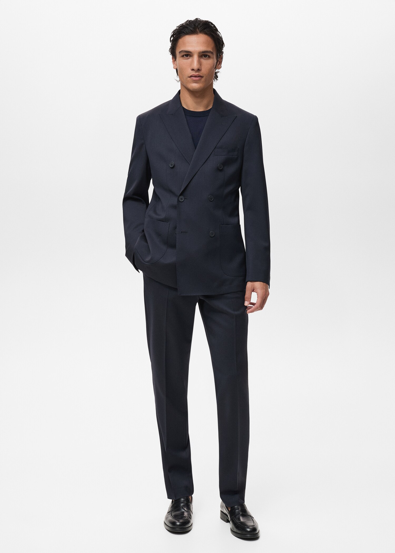 Veste costume croisée 100 % laine froide - Plan général