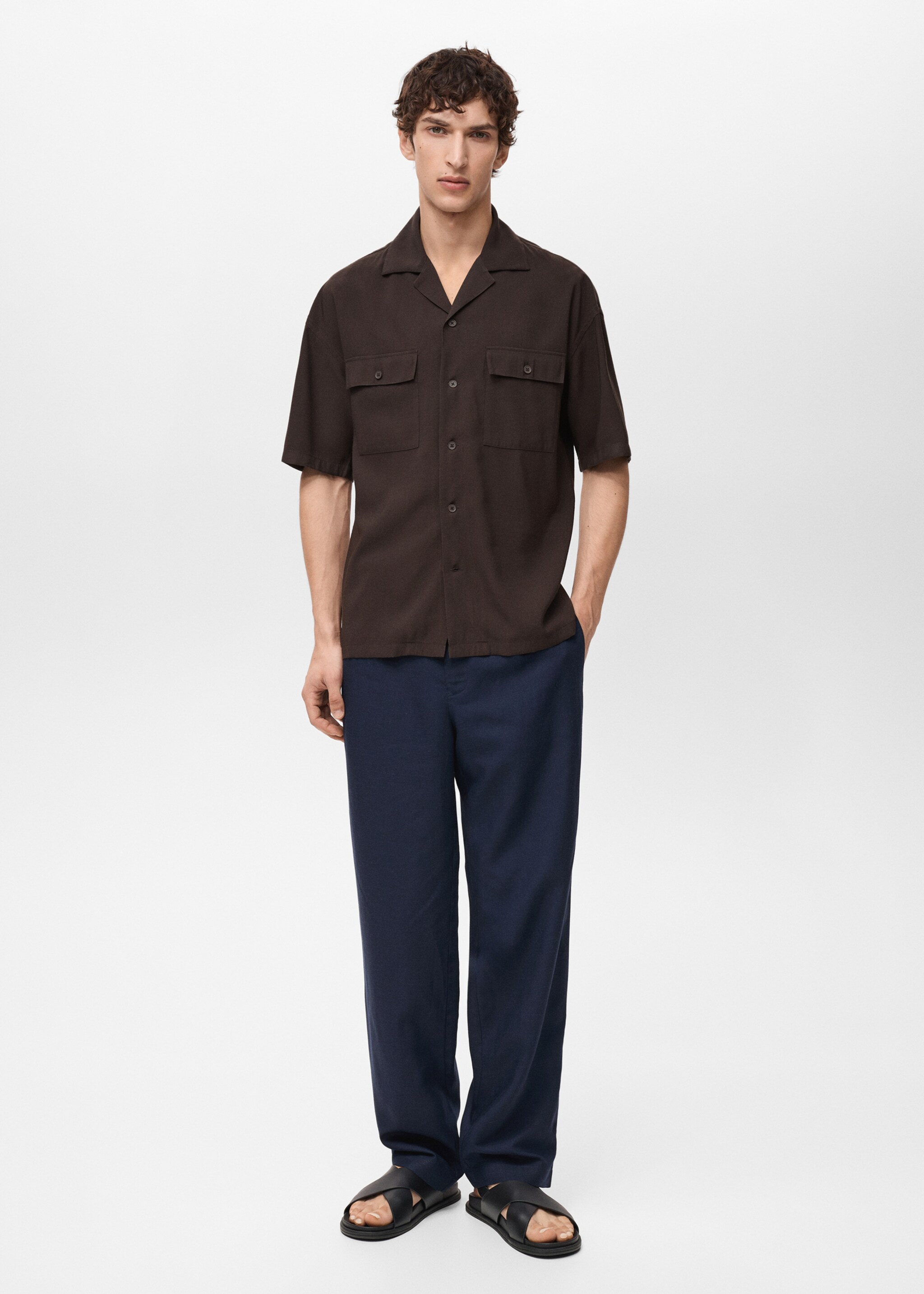 Camisa viscosa bolsillos - Plano general