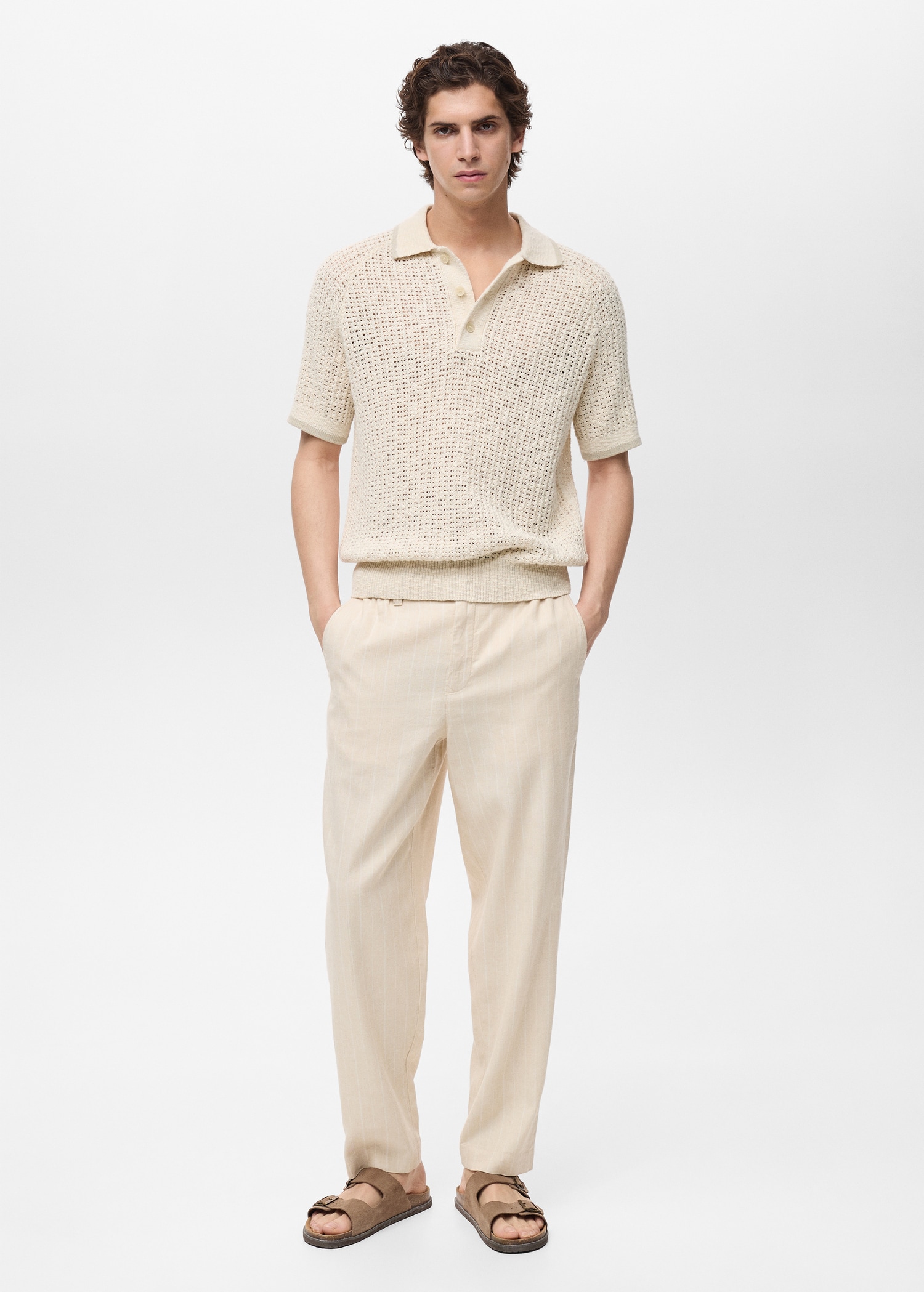 Polo maille ajourée coton - Plan général