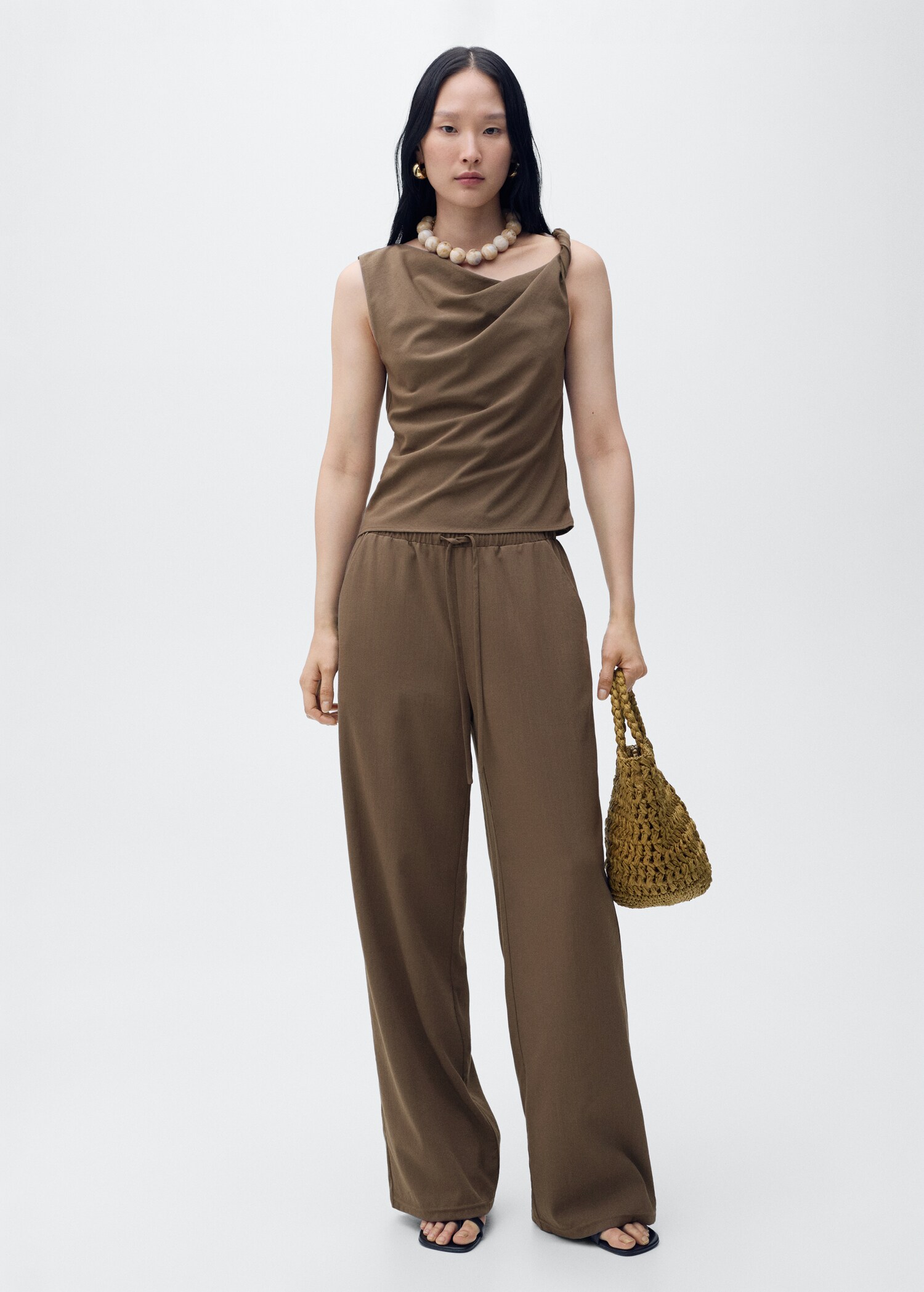 Asymmetrical draped top with straps - General plane
